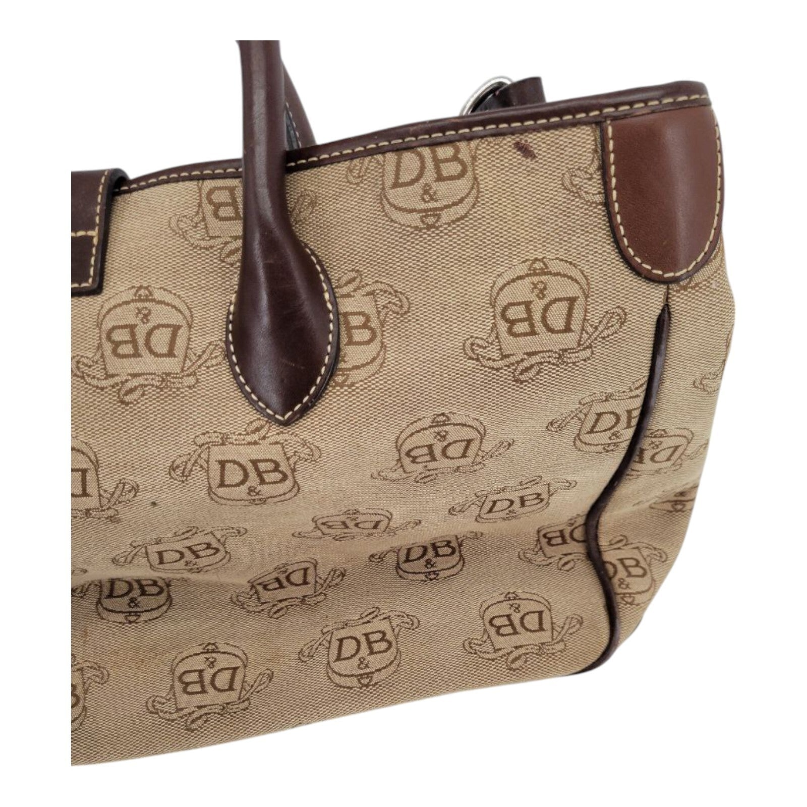 Dooney & Bourke D&B Canvas Brown Tan Satchel Tote Cross Purse Body Bag