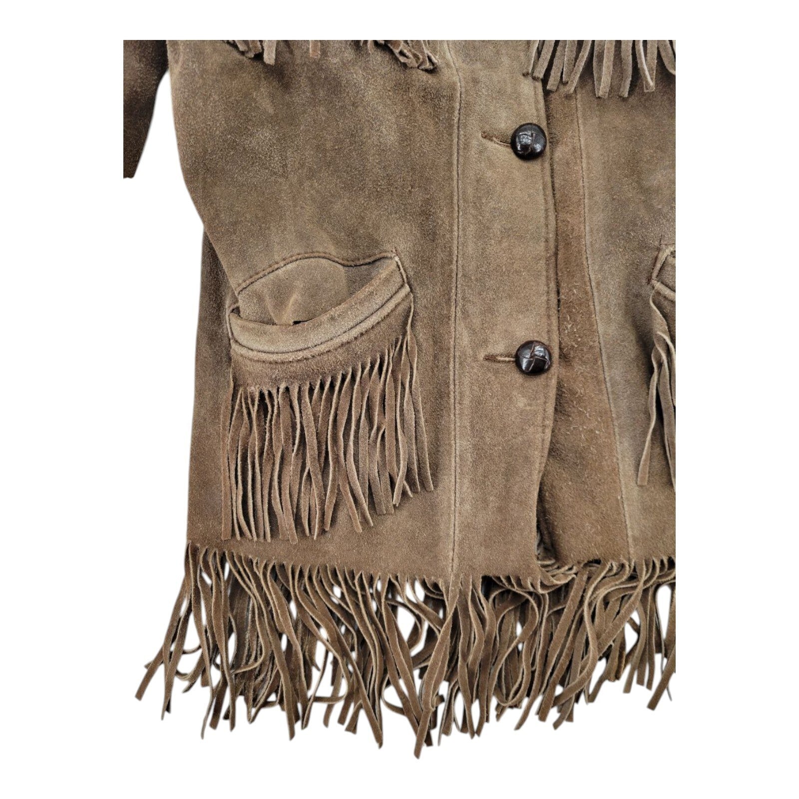 Ralph Edwards Brown Suede Fringe Jacket Western Vintage Style Size S
