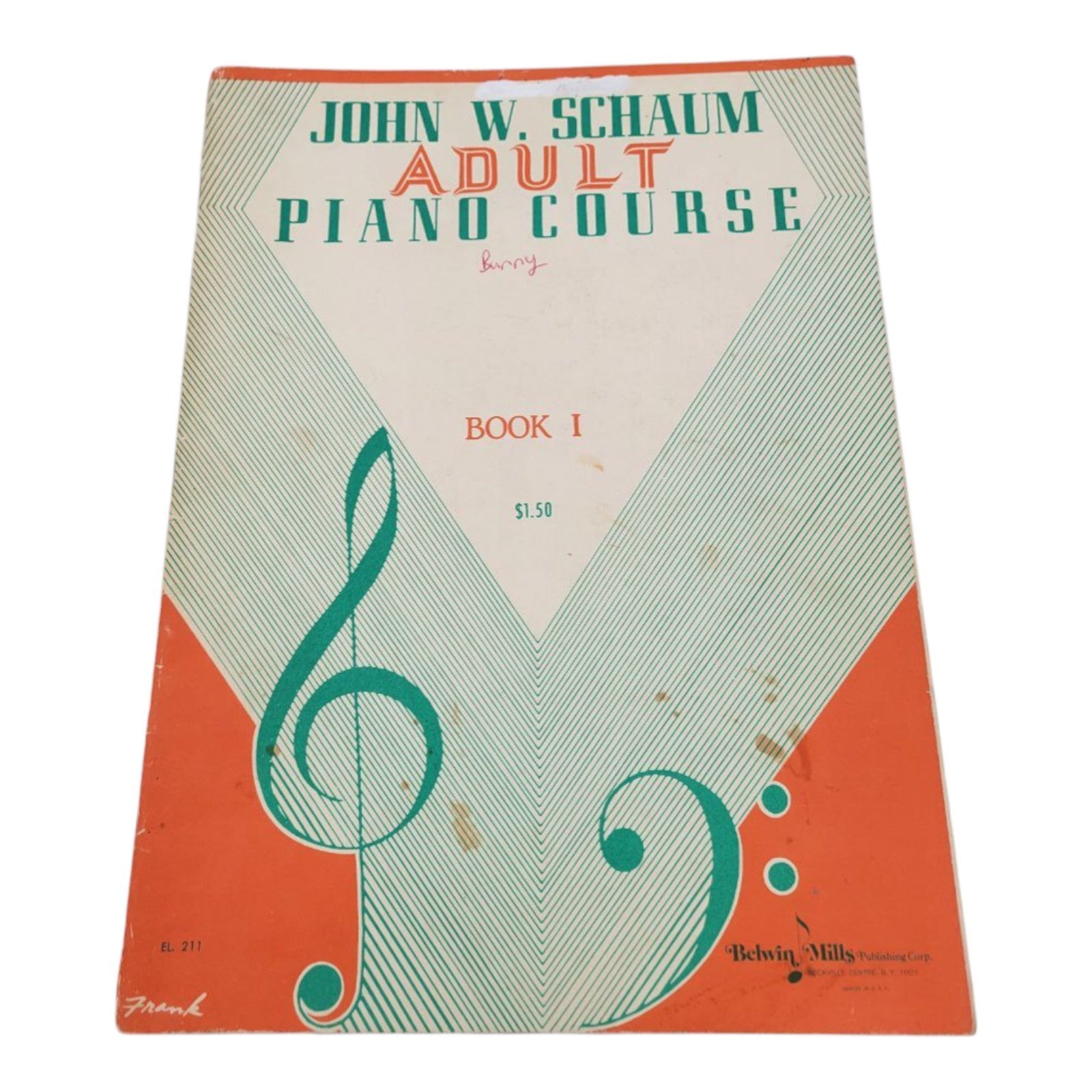 John W. Schaum Adult Piano Course Book I Instructional Music Book