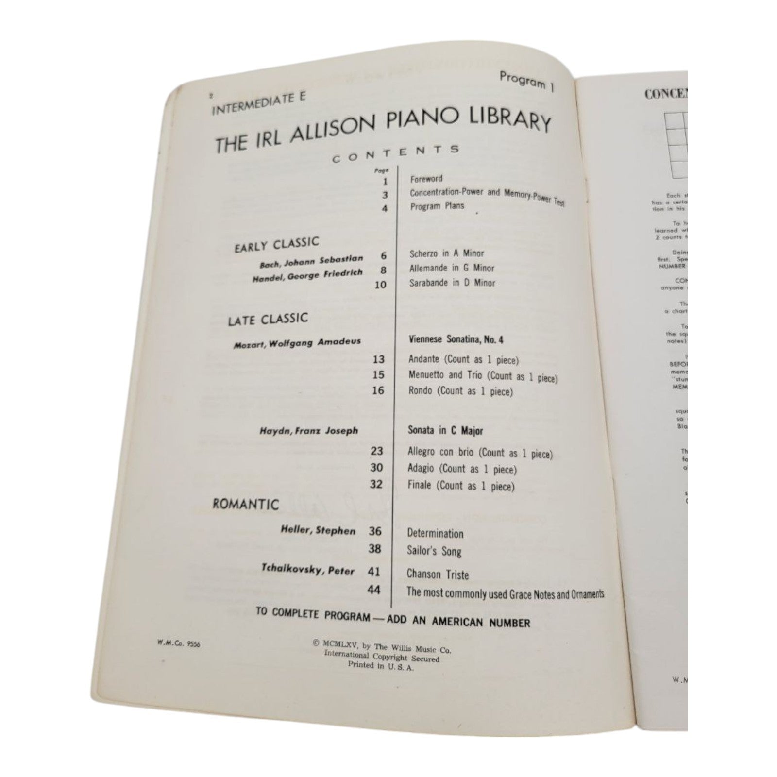 IRL Allison Piano Library Intermediate E Program 1 Willis Music Co. Sheet Music