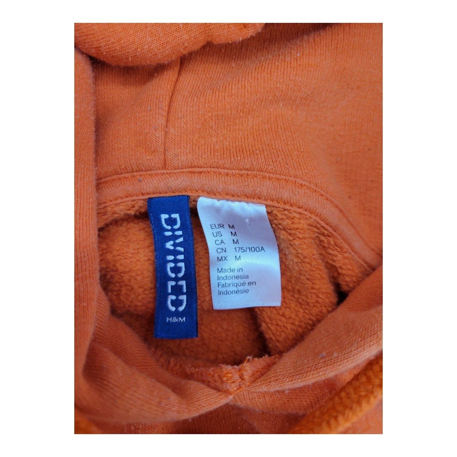 H&M Divided Orange Hoodie Positive Negative Graphic Sleeve Print Size M