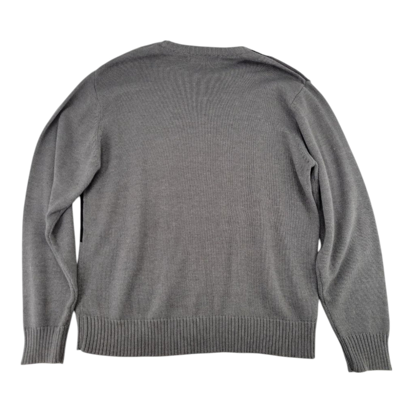 Oscar de la Renta Color Block Knit Sweater Gray Black Crewneck Pullover XL