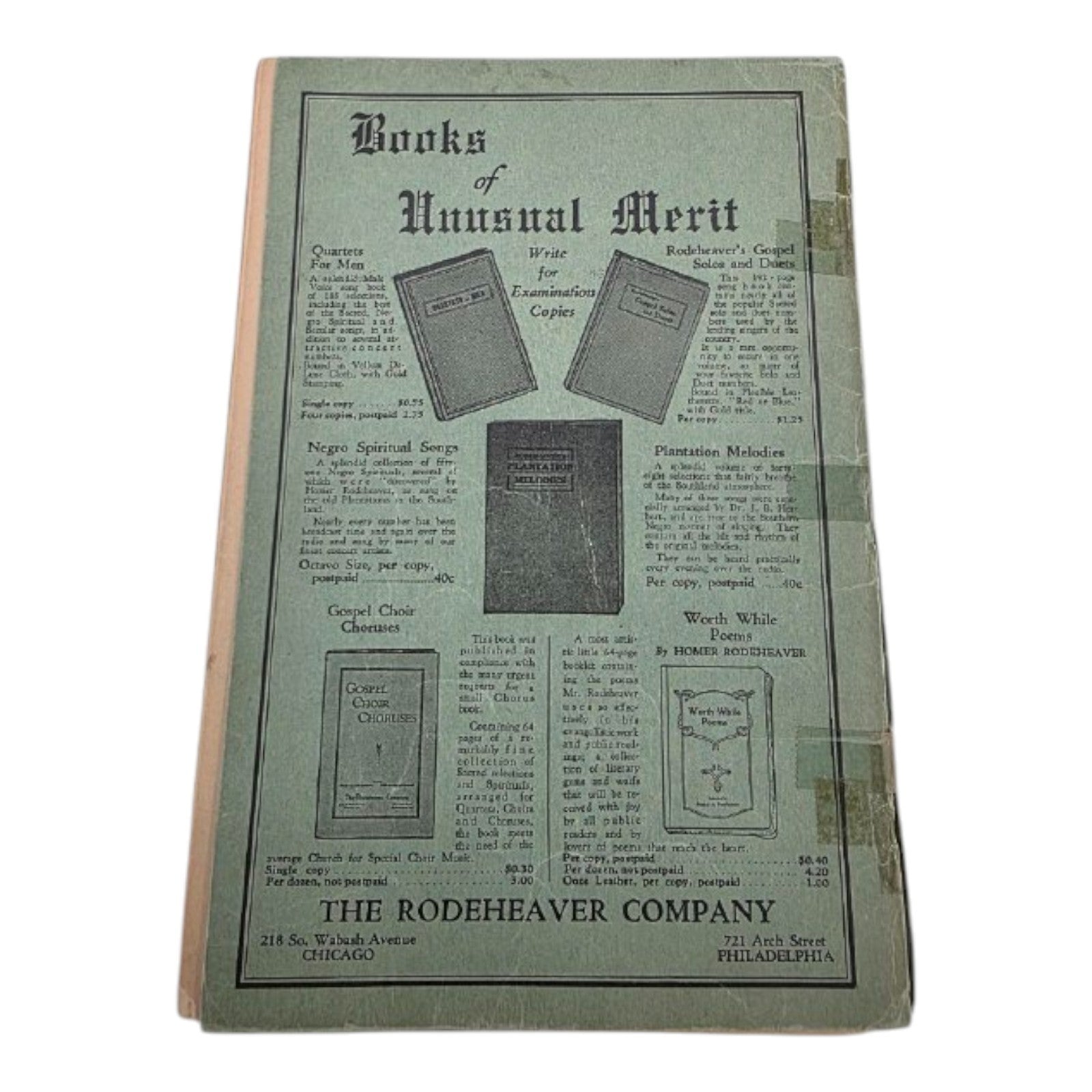 Rodeheaver Co. Sociability Songs Songbook For Community School & Home 1928