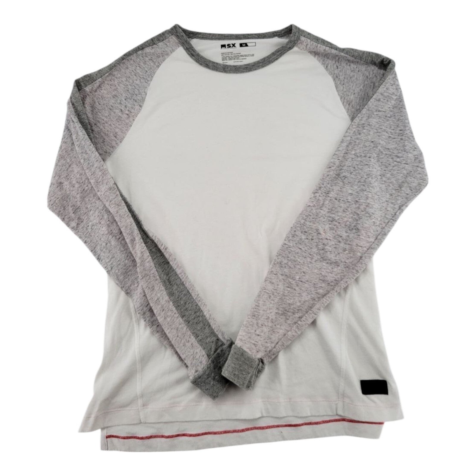MSX by Michael Strahan Raglan Shirt Mens White Gray Long Sleeve Size Medium