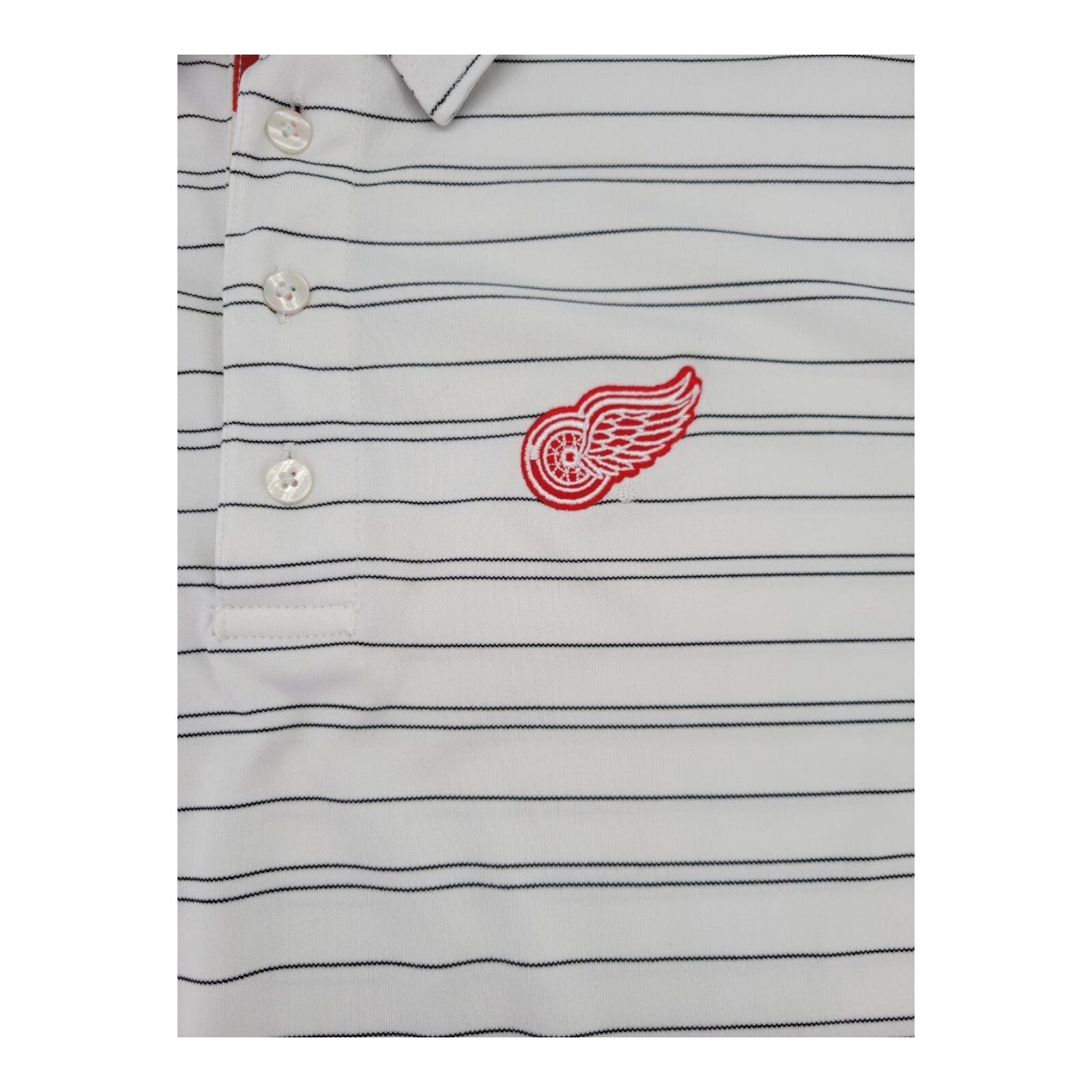 Levelwear Detroit Red Wings Polo Shirt White Black Striped Size M