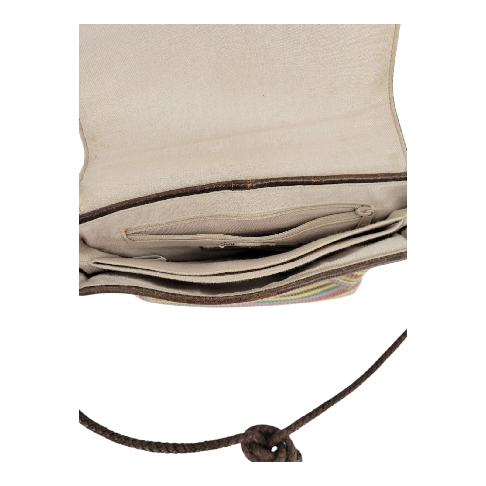 Relic Brown Faux Leather Crossbody Bag Multicolor Striped Braided Strap