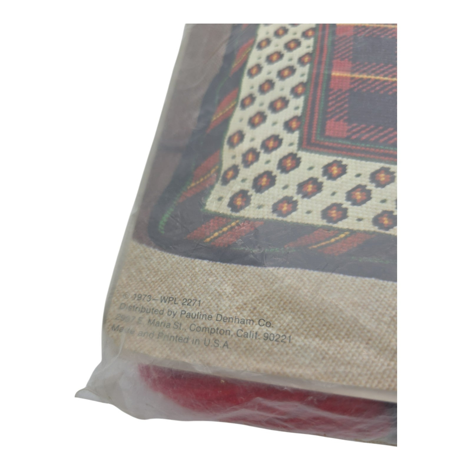 Needlepoint Pillow Kit 1973 Pauline Denham Plaid