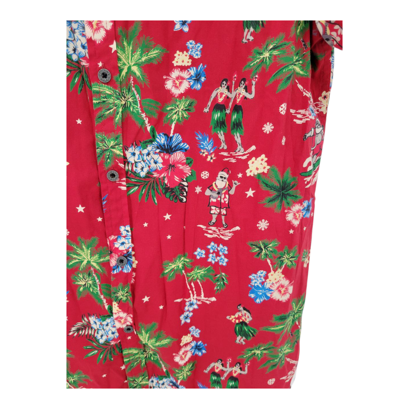 Free Planet Hawaiian Shirt Red Santa Surfing Christmas Aloha Beach Mens Size M