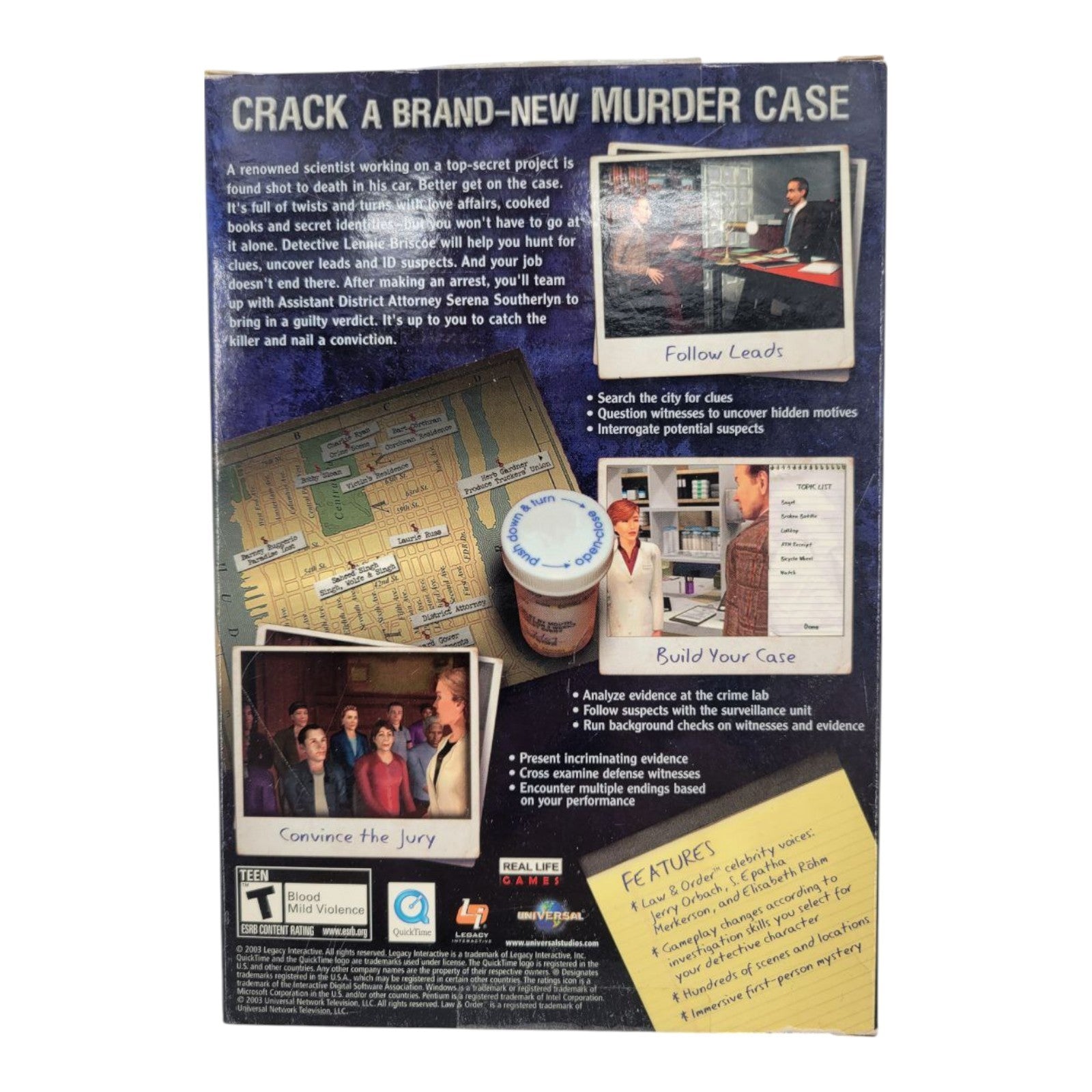 Law & Order II Double or Nothing PC CD ROM Game for Win 98/2000/ME/XP 2003