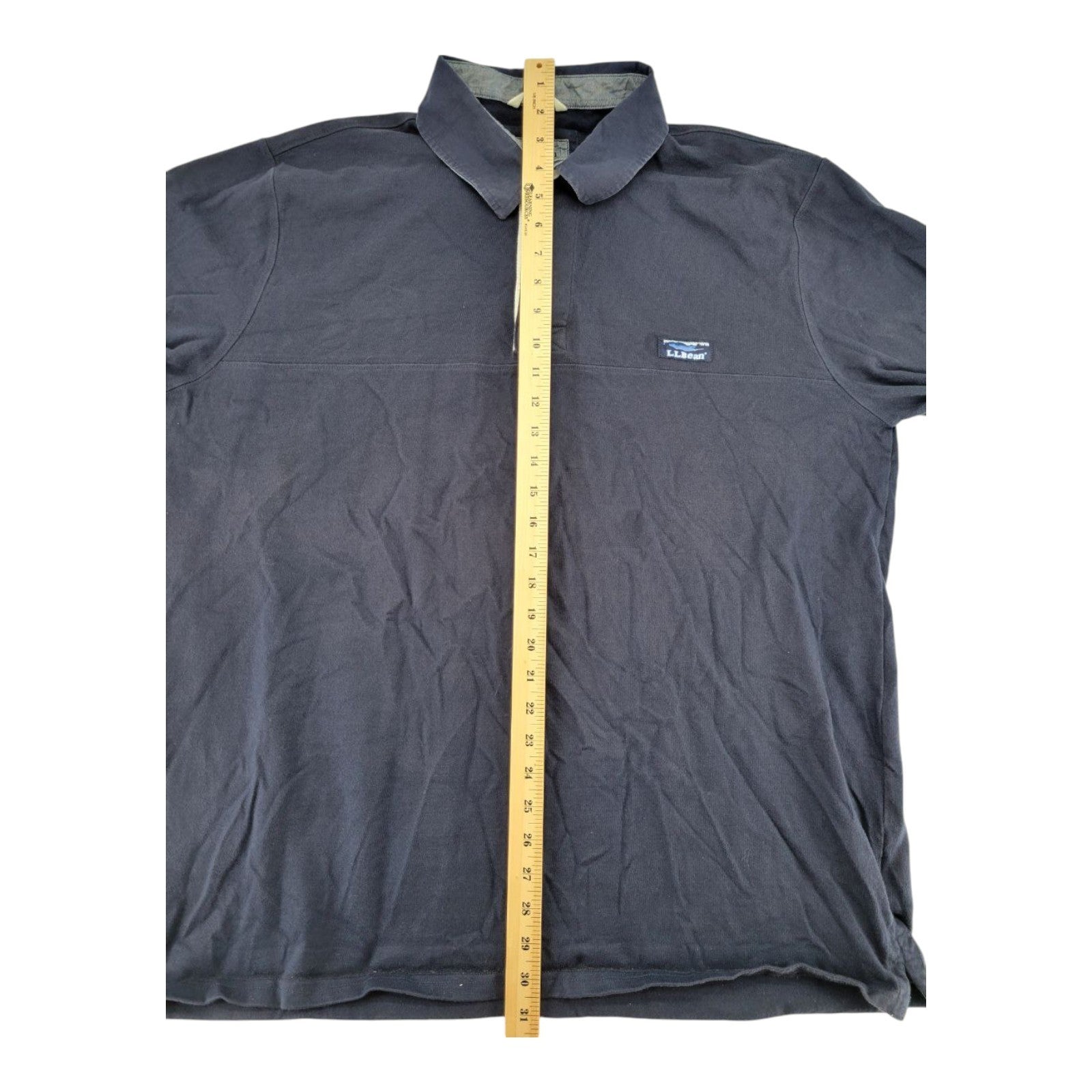 LL Bean Mens Long Sleeve Rugby Shirt Navy Traditional Fit Size XL