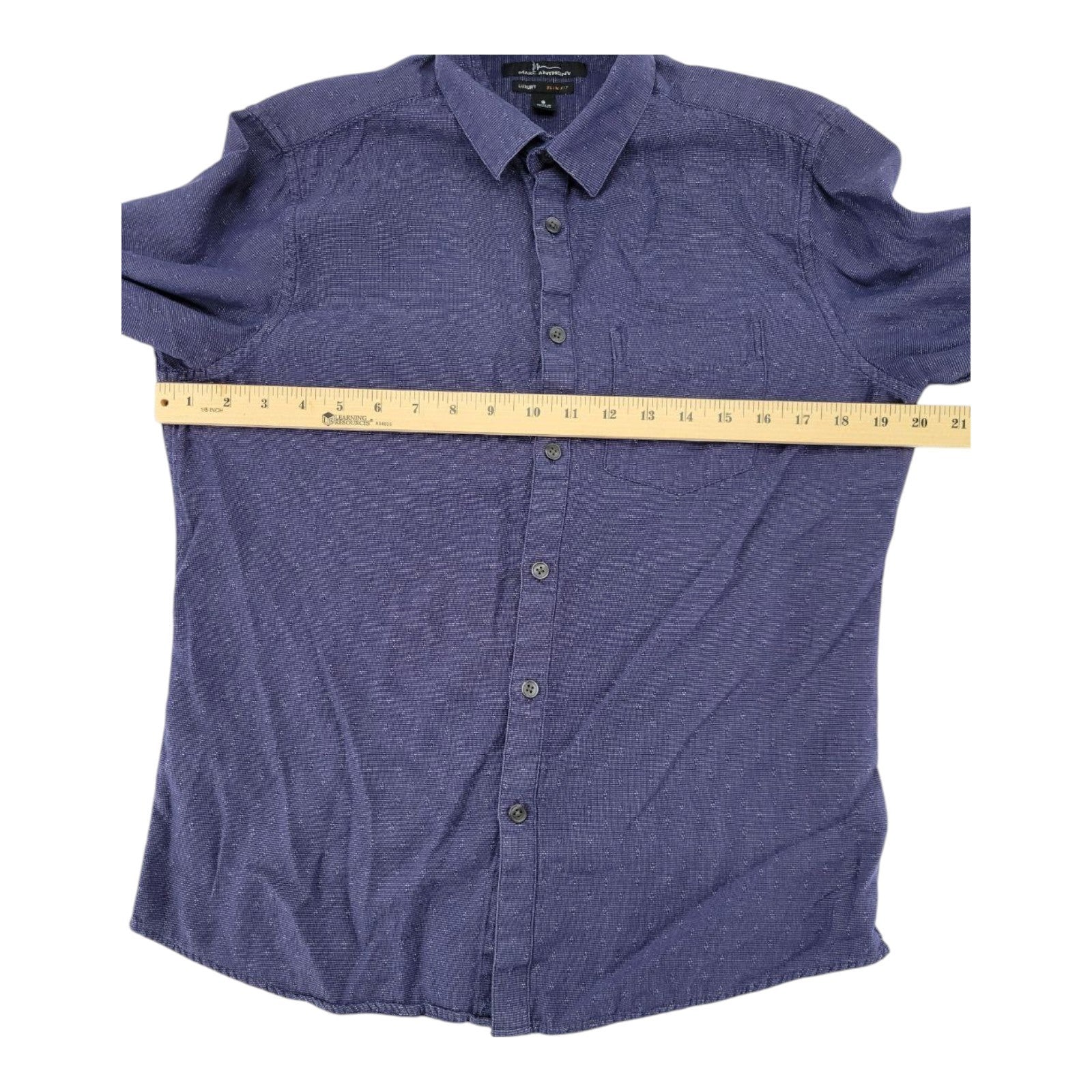 Marc Anthony Luxury Slim Fit Blue Textured Button Down Shirt Long Sleeve Mens S