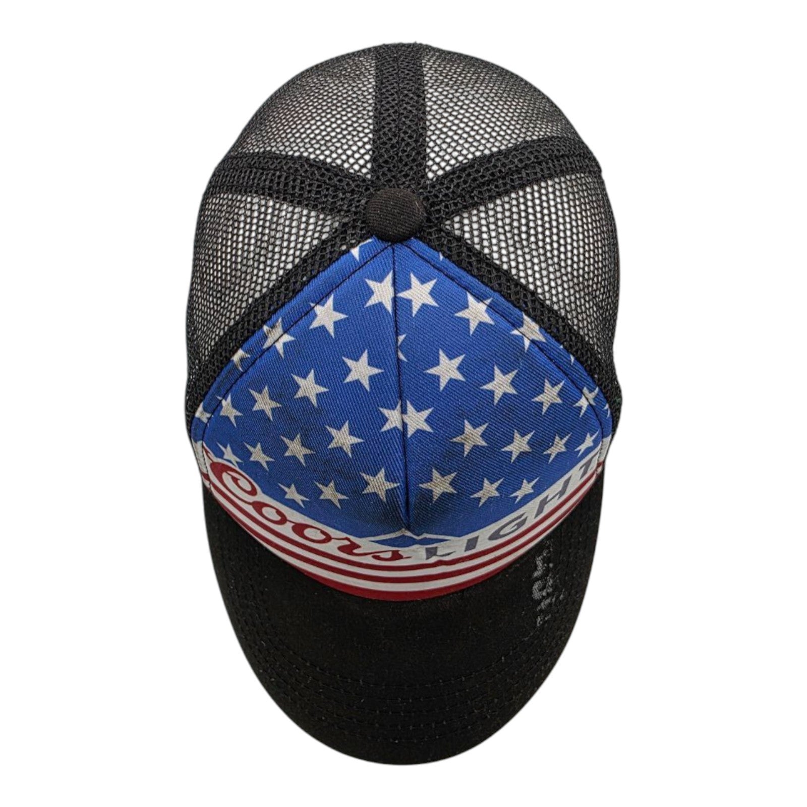 Coors Light USA Flag Stars Stripes Mesh Trucker Hat Black Snapback H3 Headwear