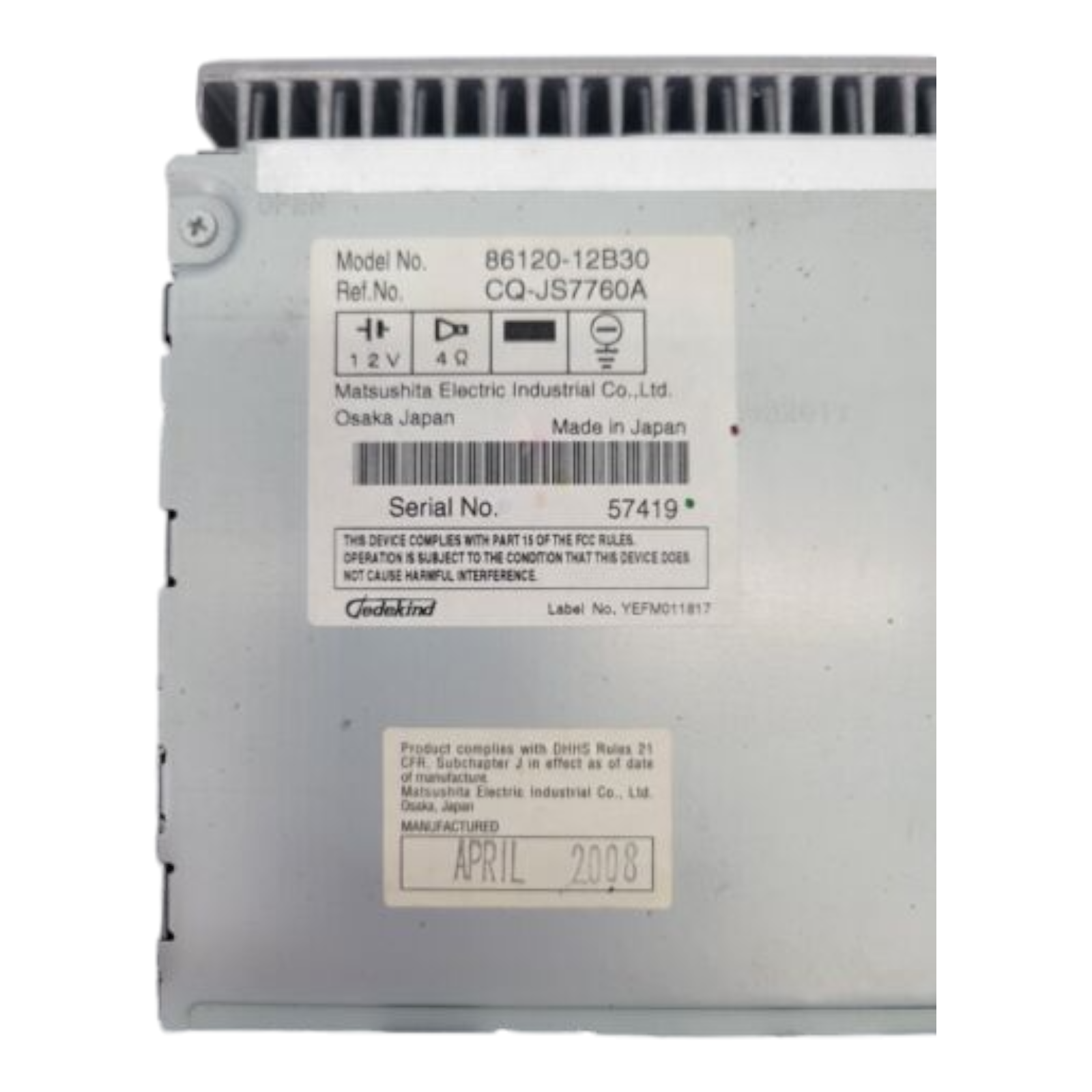 2009 Toyota Corolla 86120-12B30 Radio Receiver CD Player MP3 WMA