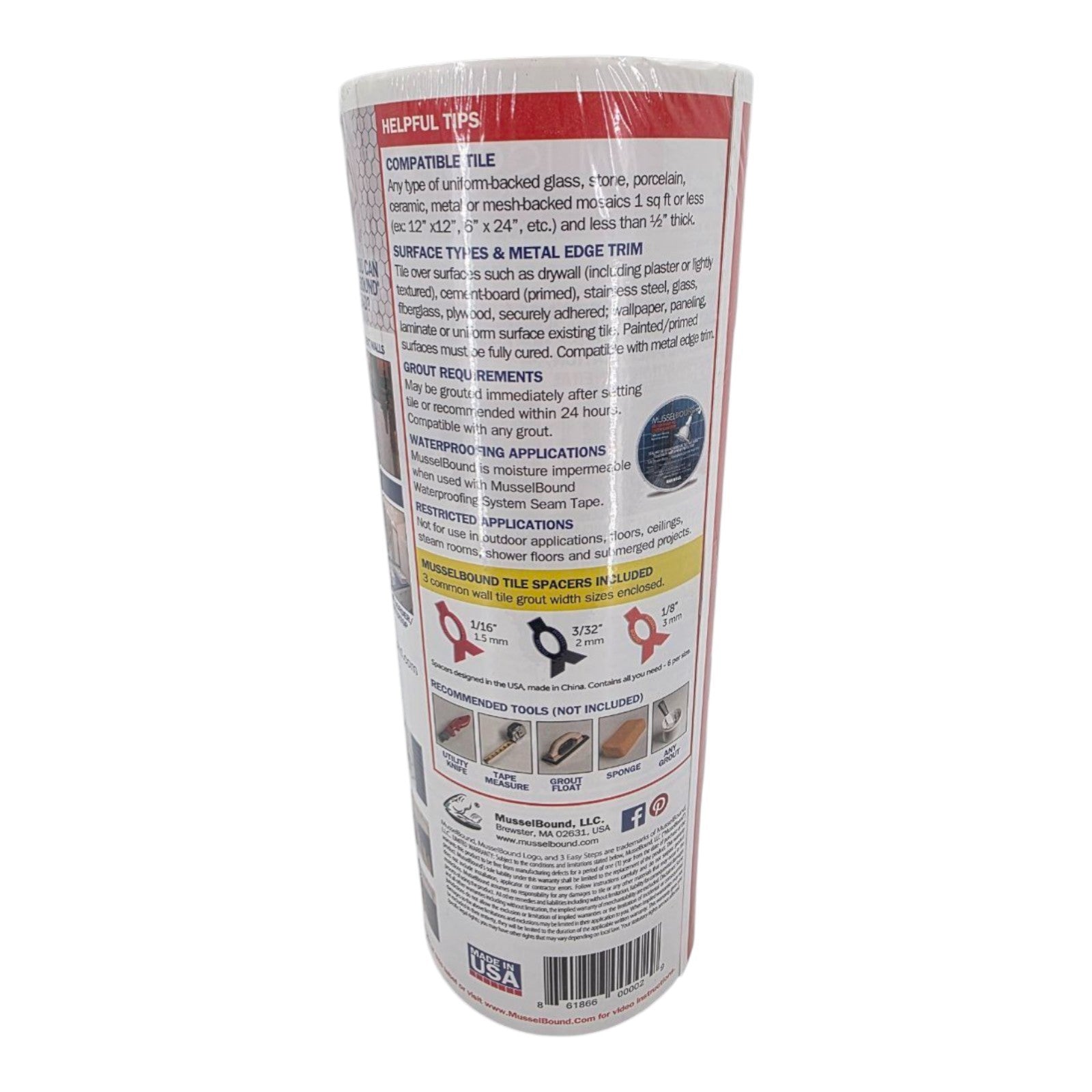 MusselBound Double Sided Adhesive Tile Mat with Tile Spacers 15 Sq Ft Coverage