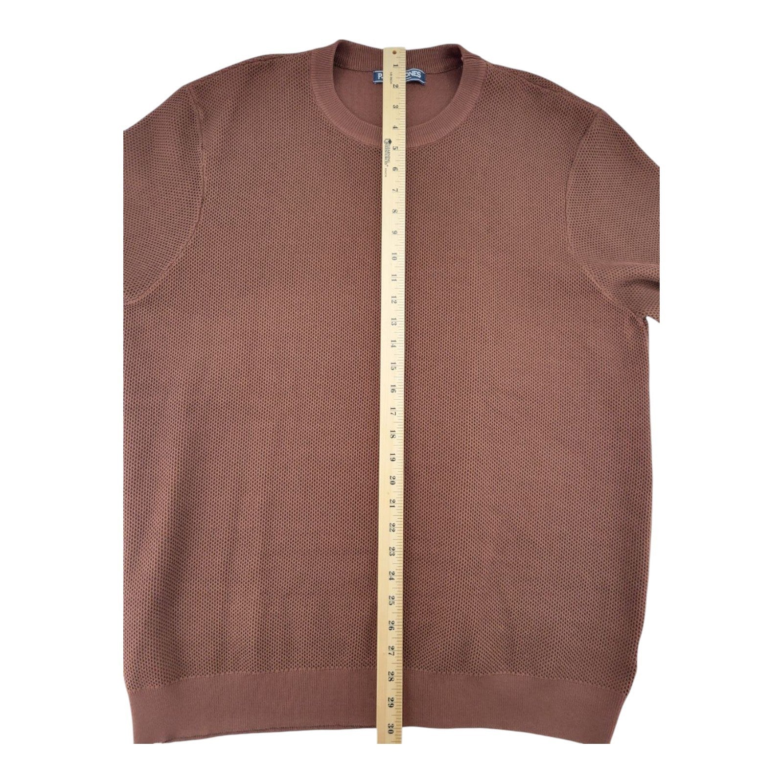 PJ Paul Jones Brown Short Sleeve Textured Knit Sweater Mens 2XL