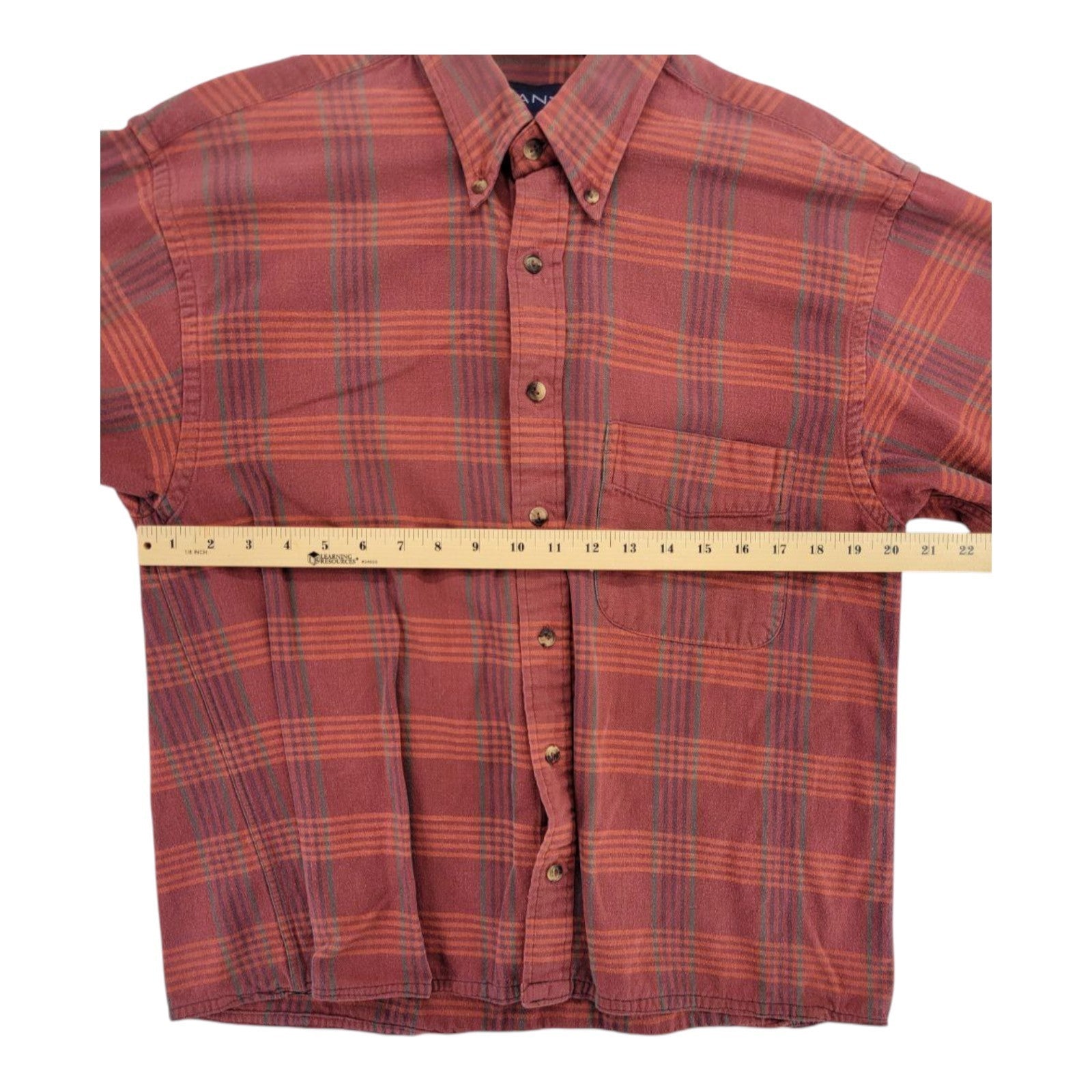 GANT Men's Red Plaid Tisbury Flannel Button Down Shirt Long Sleeve M