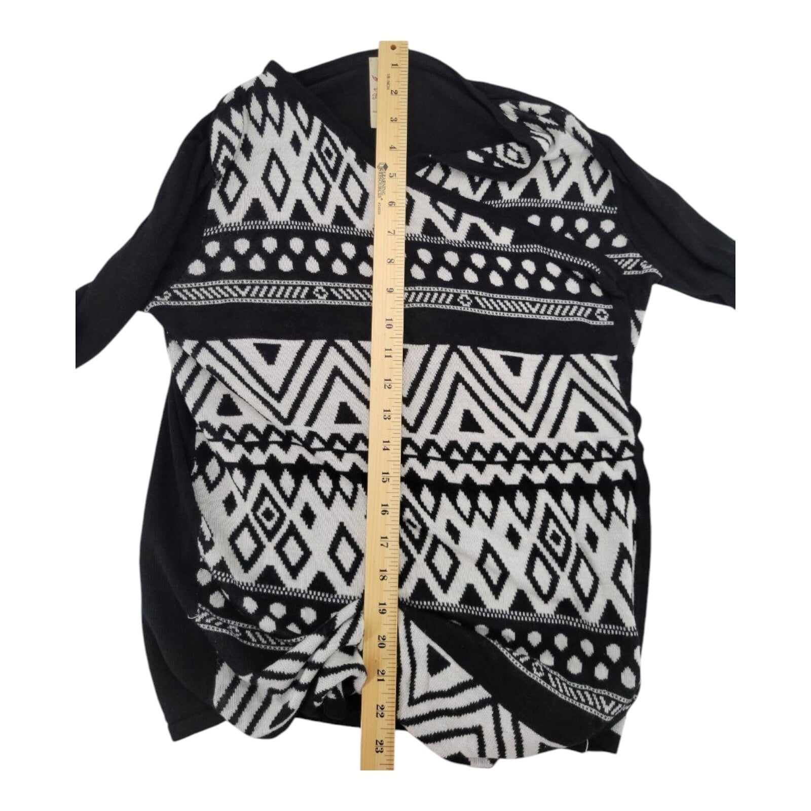 Faded Glory Cardigan Sweater Womens Black White Aztec Print Size Small