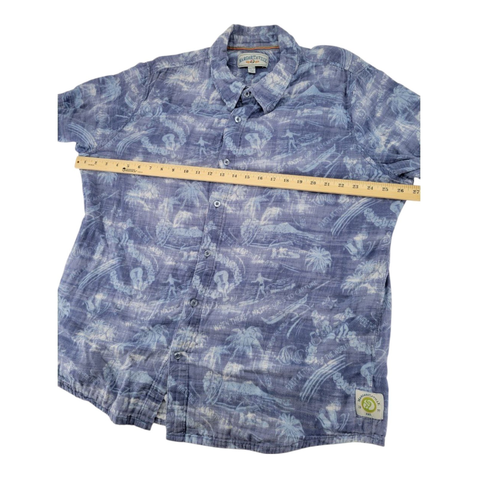 Margaritaville Men's Blue Hawaiian Shirt XXL Aloha Island Cotton Blend