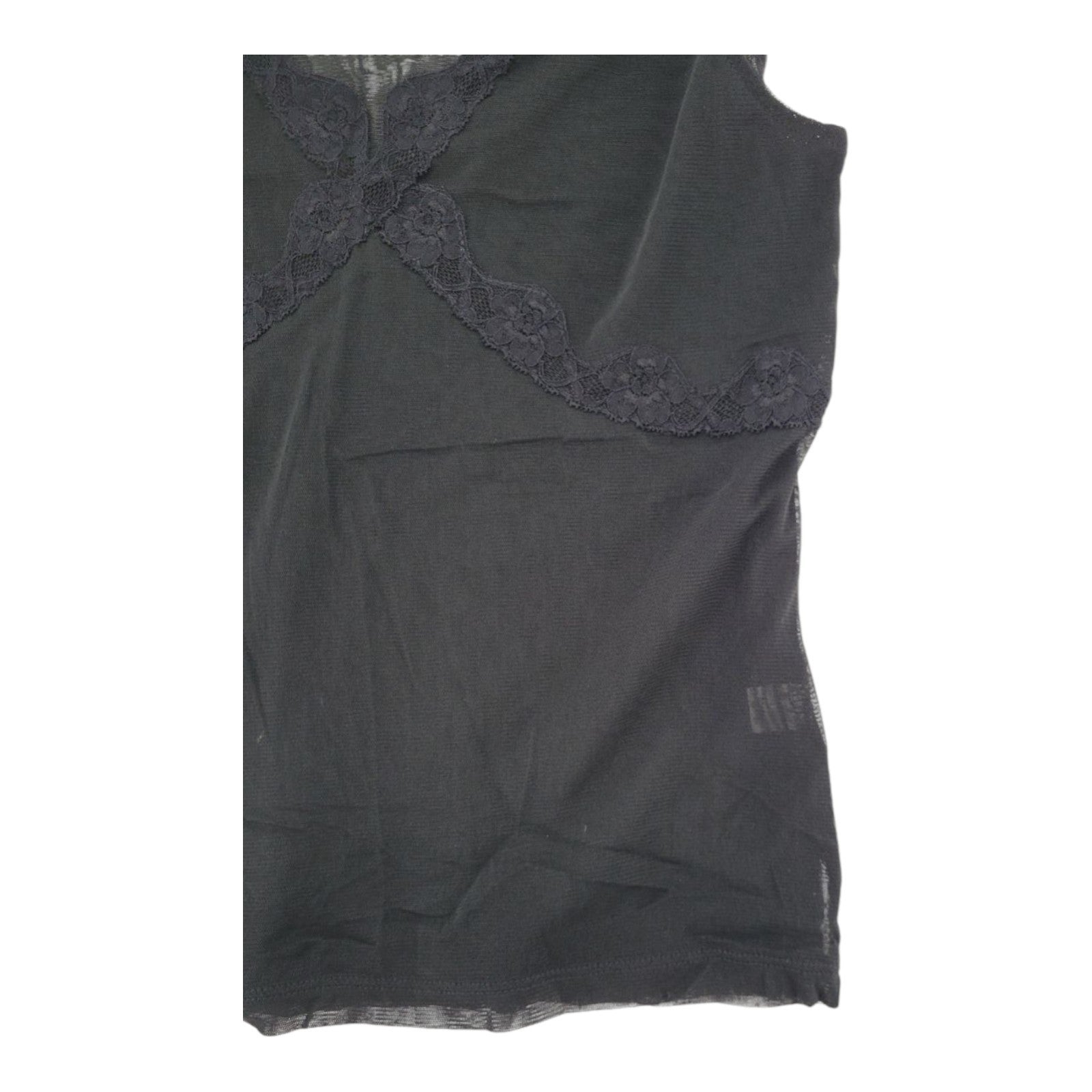 The Limited Women's Black Lace Mesh Sheer V-Neck Sleeveless Top Size M