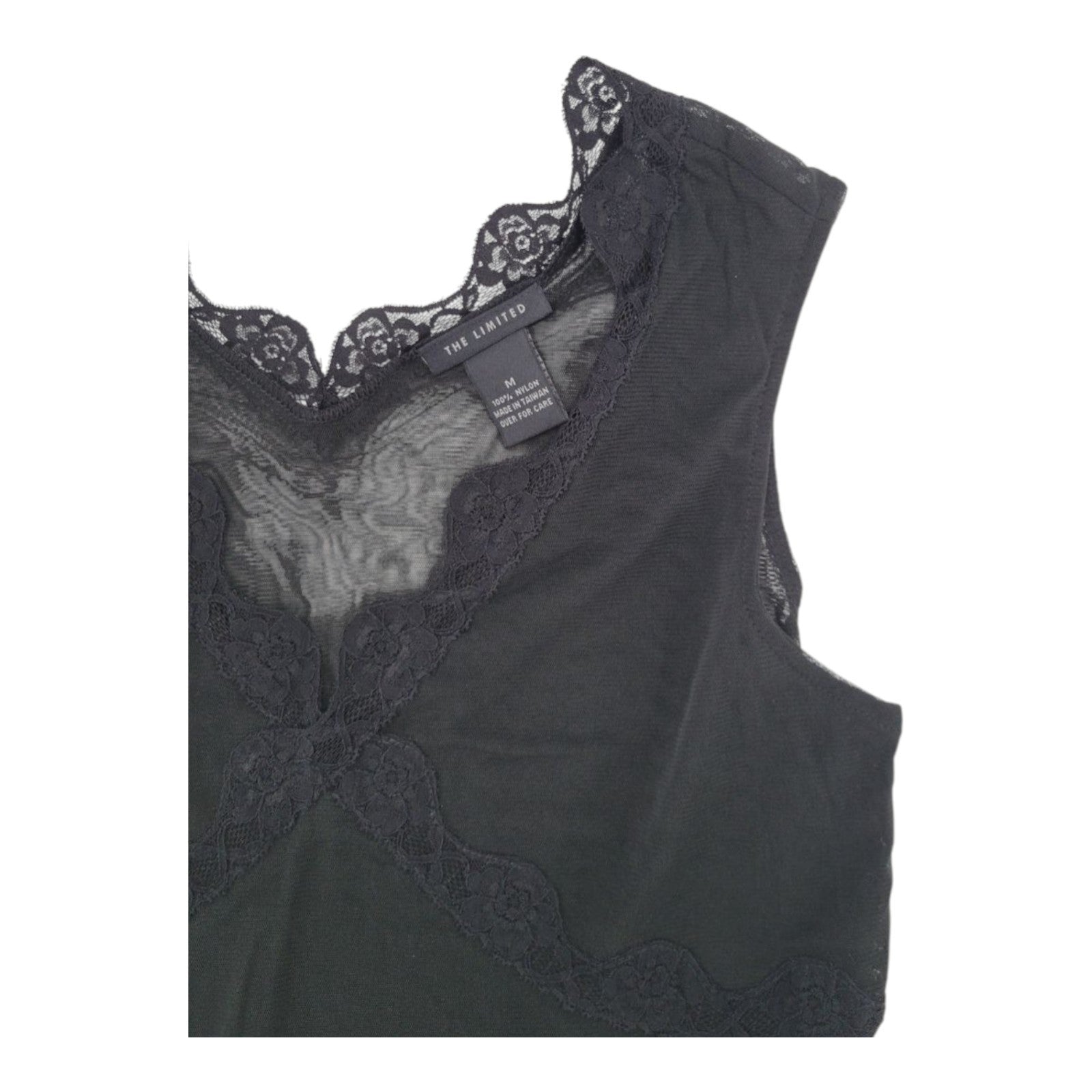 The Limited Women's Black Lace Mesh Sheer V-Neck Sleeveless Top Size M