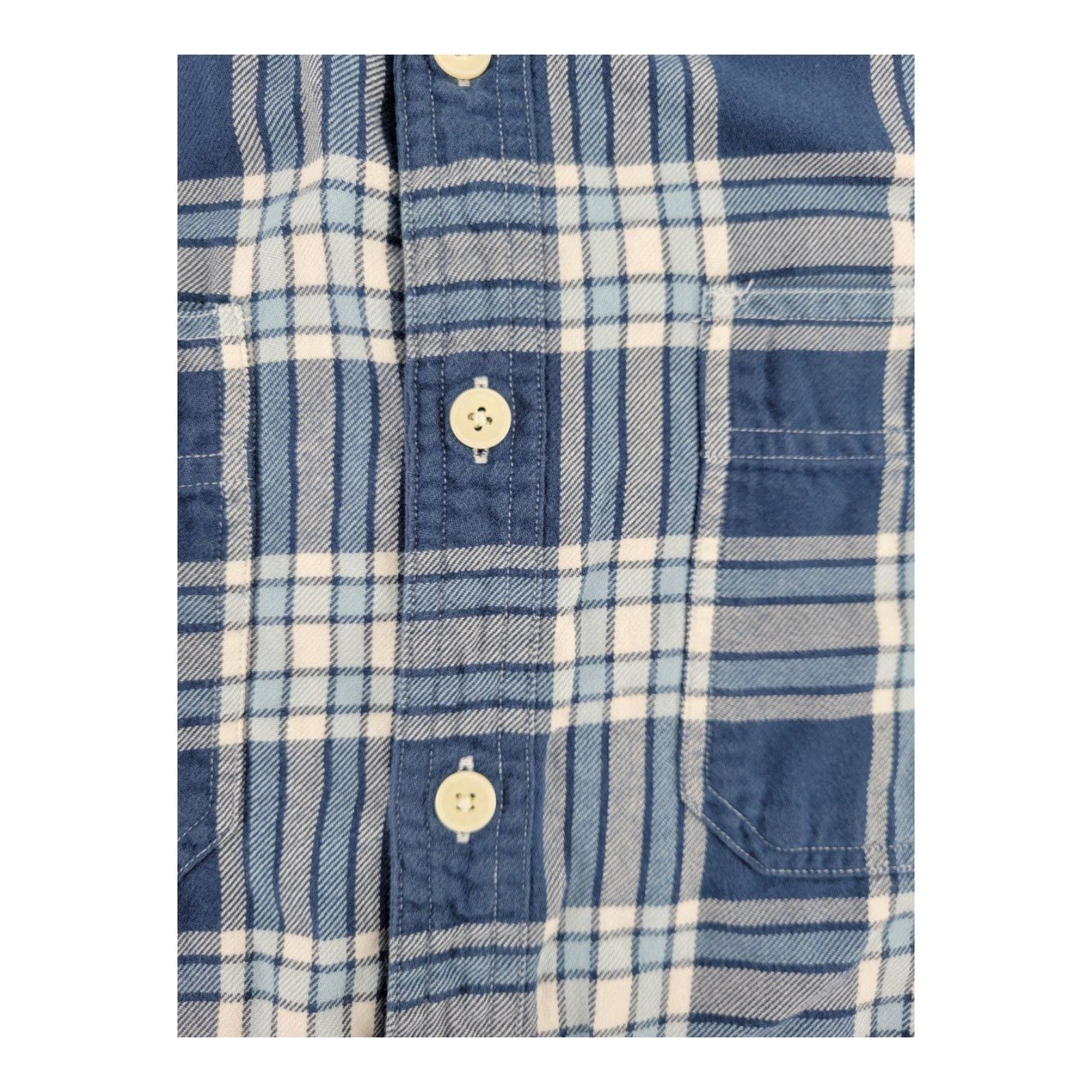 J Crew Tailored Fit Flannel Shirtings Mens Blue Plaid Long Sleeve Size M