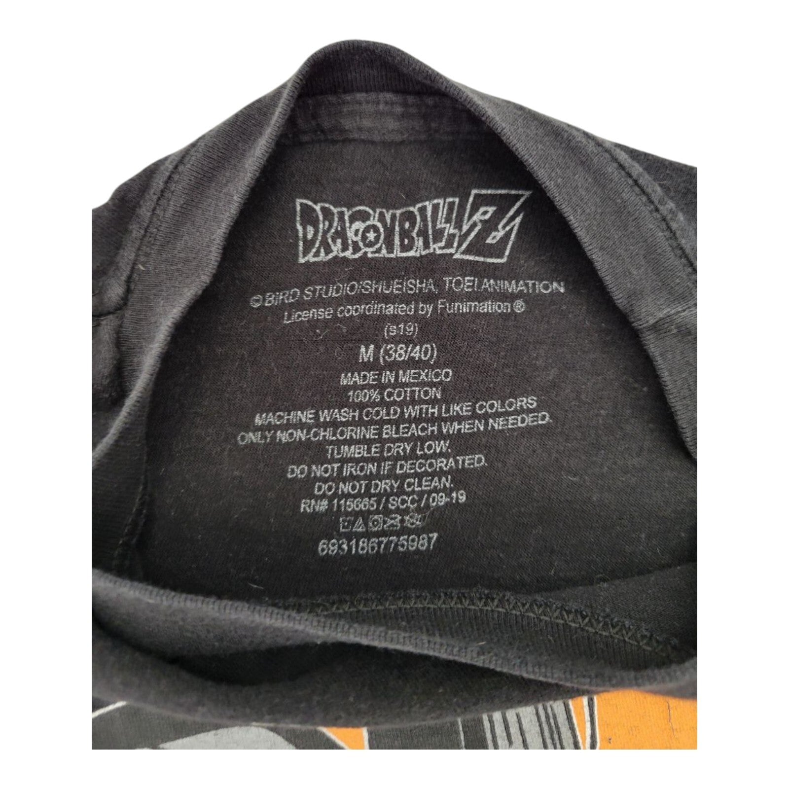 Dragon Ball Z Bird Studio Goku Print Cartoon T Shirt Black Size M 38/40