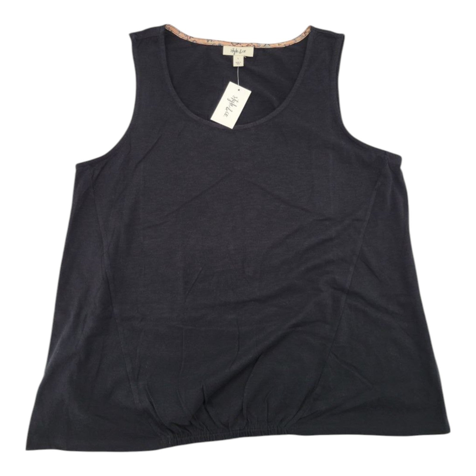 Style & Co Womens Black Tank Top Scoop Neck Sleeveless Blouse Size L