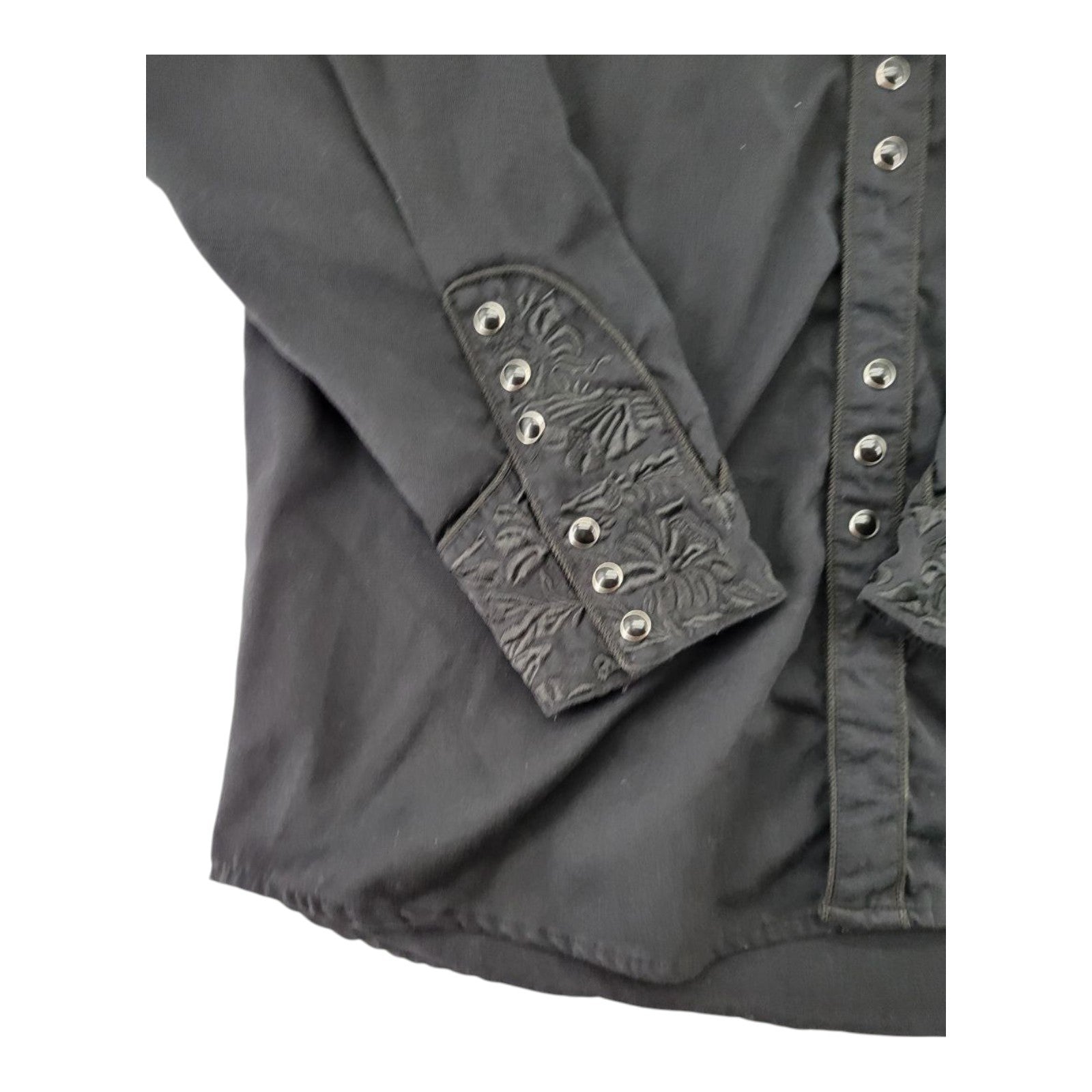 Scully Men's Western Shirt Black XL Embroidered Pearl Snaps Long Sleeve