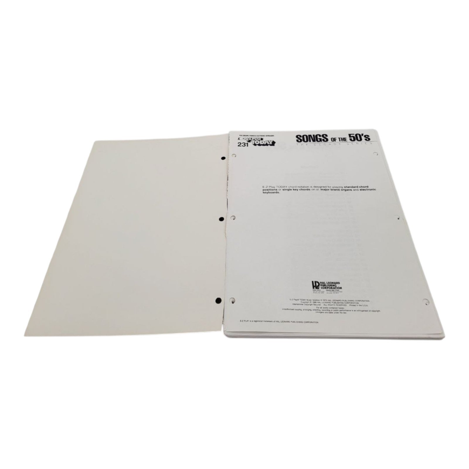 Vintage Hal Leonard E-Z Play Today #231 Songs of the 50s Songbook