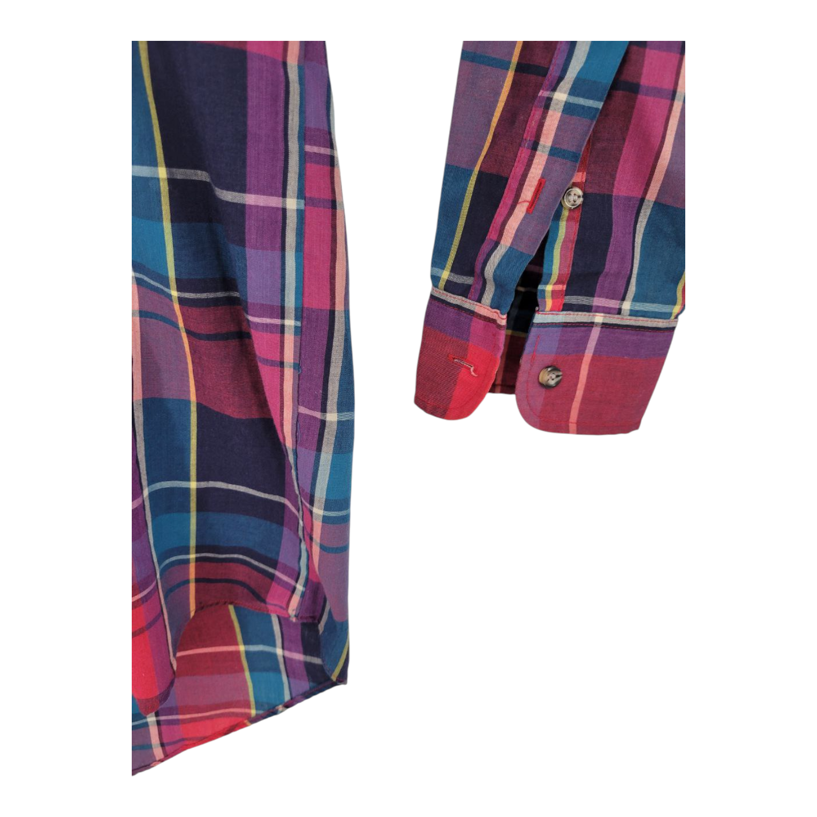 Knights of Round Table Red Plaid Button Down Long Sleeve Shirt Size LT