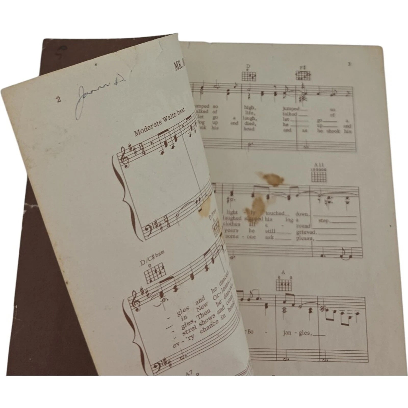 Vintage 1968 Sheet Music Mr. Bojangles by Jerry Jeff Walker