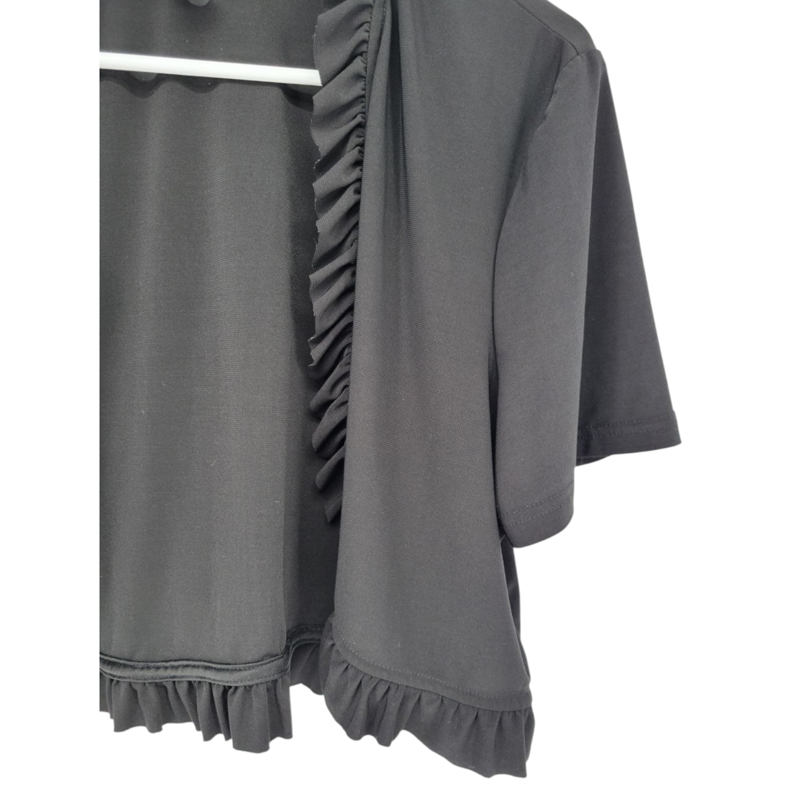 R&M Richards Black Ruffled Bolero Short Sleeve Size 12