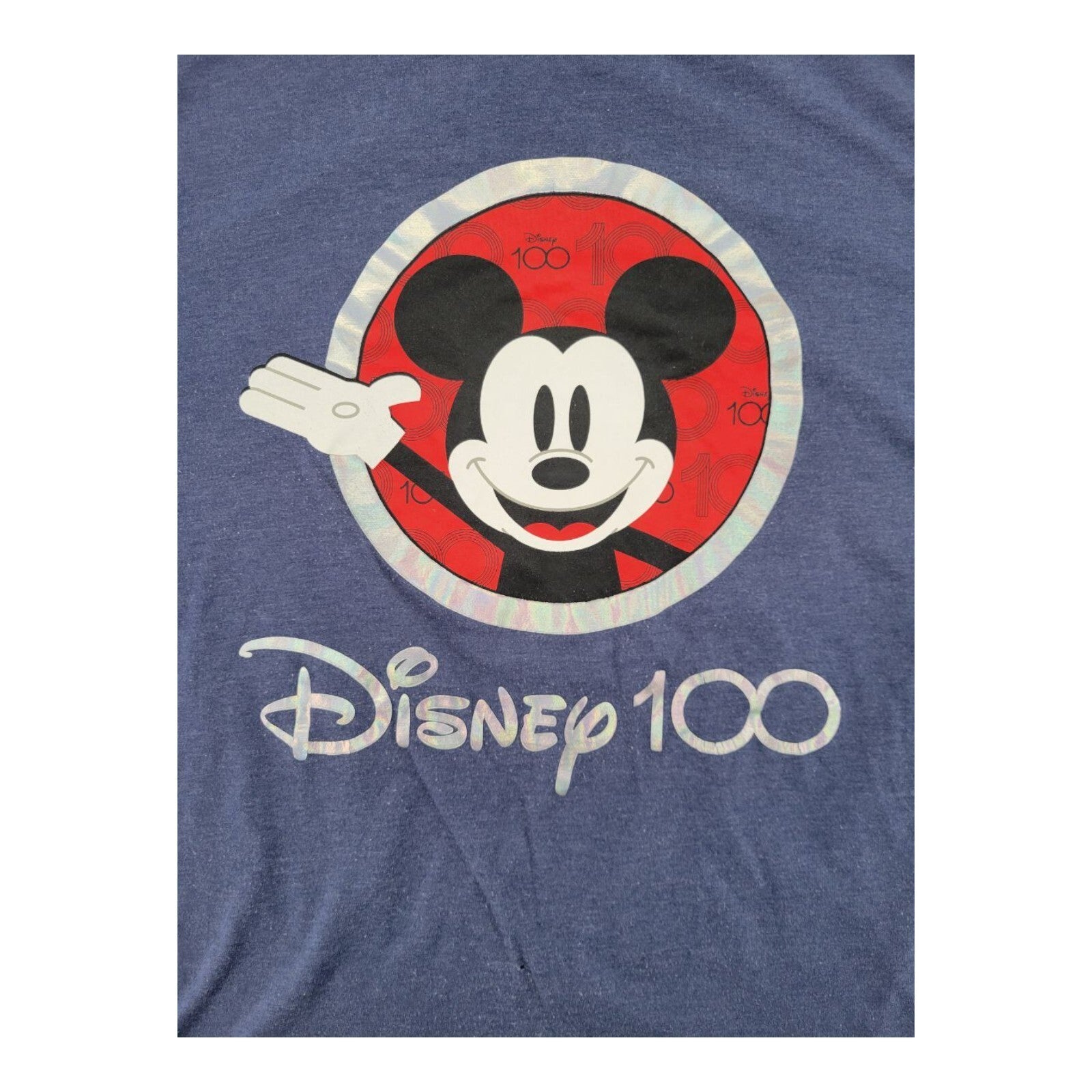 Disney 100 Years of Wonder Mickey Mouse T-Shirt Blue Graphic Tee Size L