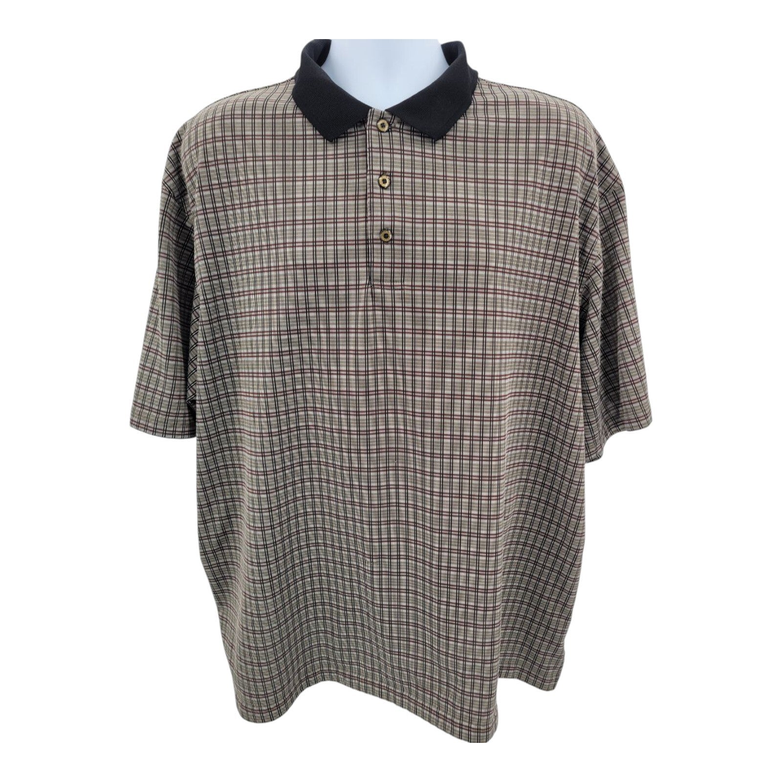 George Golf MultiColored Plaid Polyester Short Sleeve Polo Shirt Size 2XL