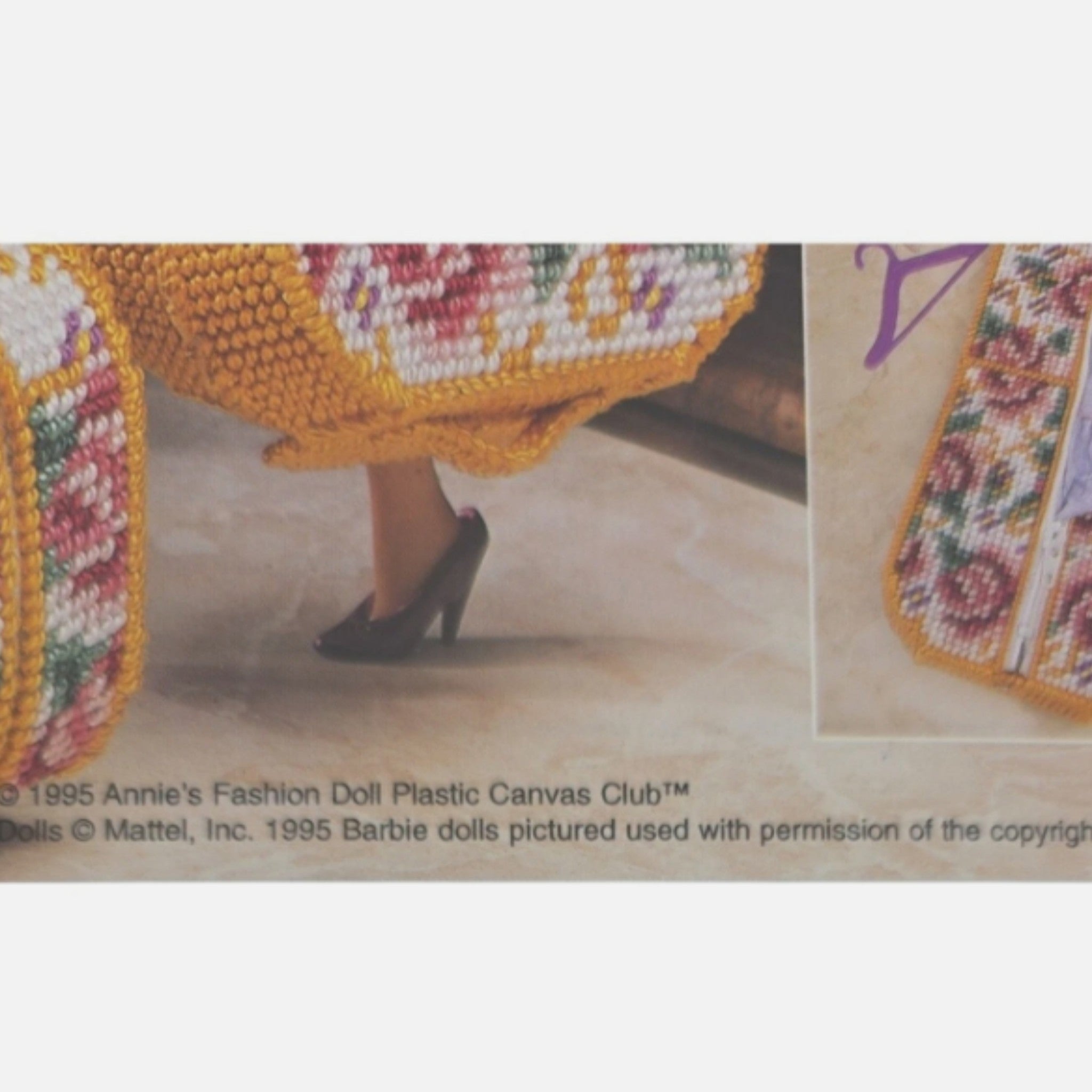 Lot 2 Annie’s 1995 Plastic Canvas Doll Patterns Bridal Gown & Rose Luggage Set