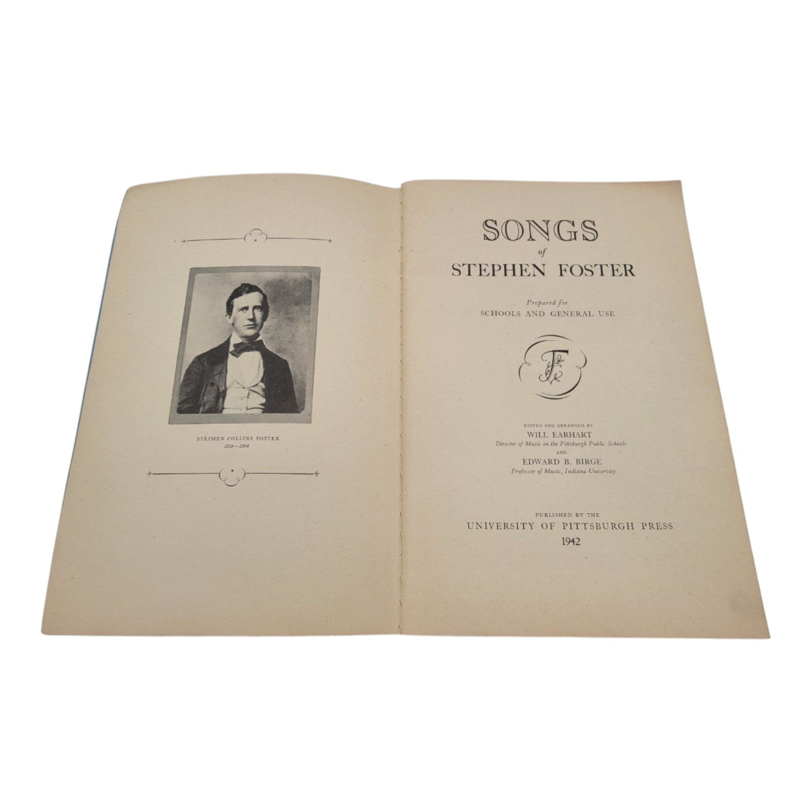 Vintage 1942 Songs of Stephen Foster Songbook Univ of Pittsburgh Press
