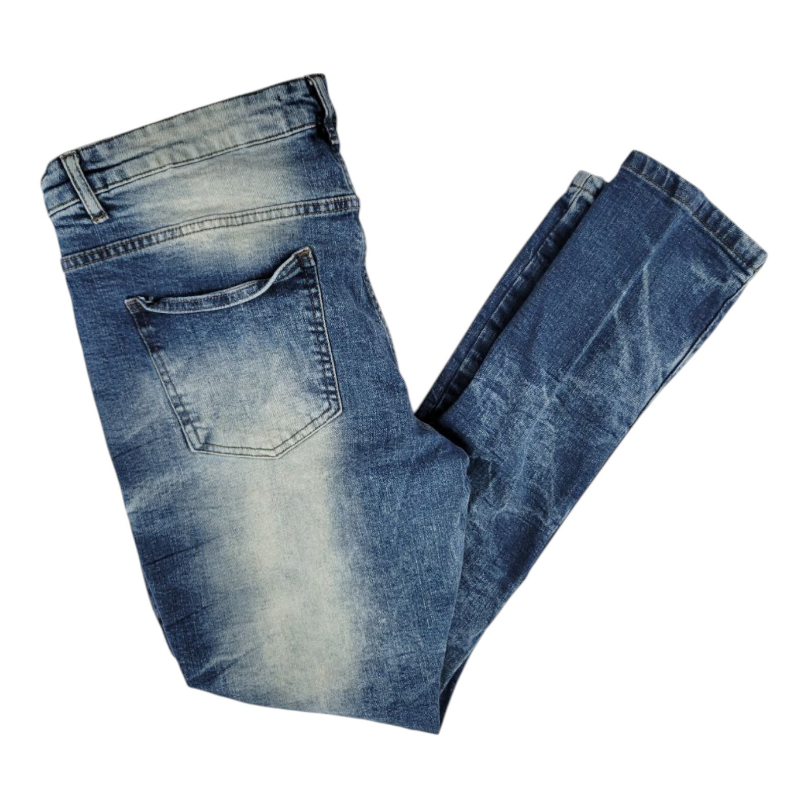 Legendary Status Mens Distressed Moto Blue Stretch Denim Jeans 38x29