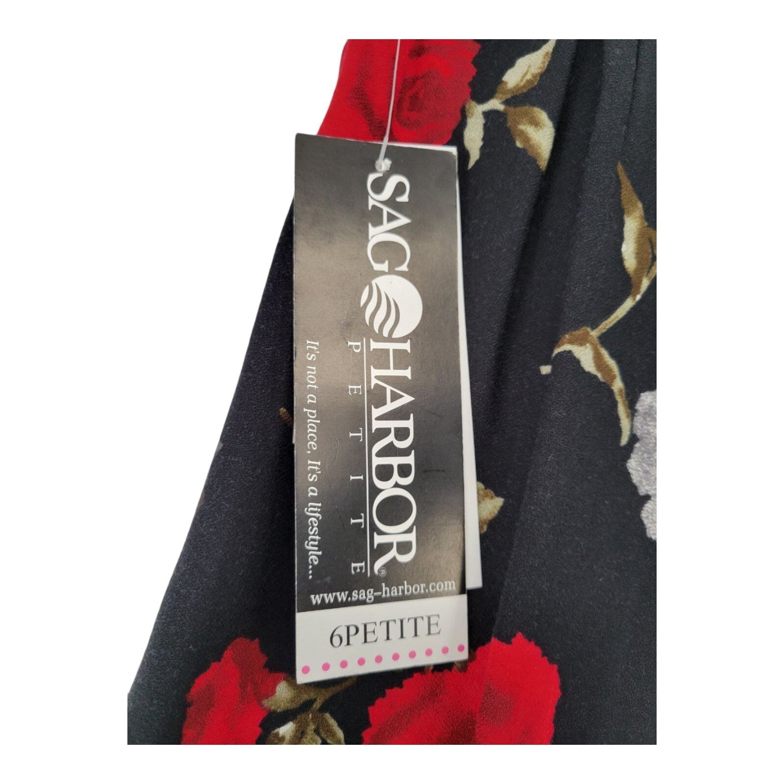 Sag Harbor Petite Black Floral A-Line Midi Skirt Rayon Crepe Size 6