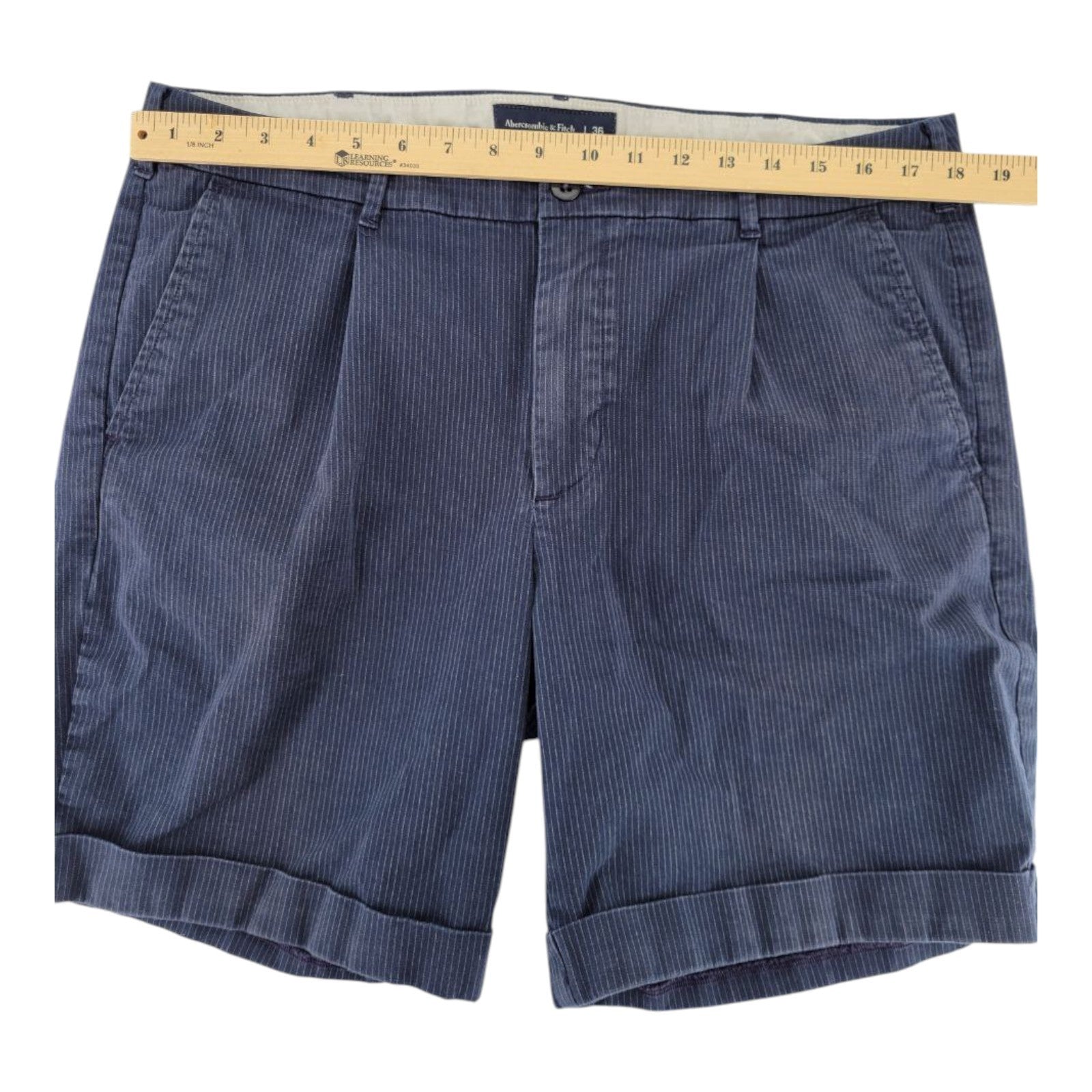Abercrombie & Fitch Mens Navy Pinstripe Stretch Chino Shorts Size 36