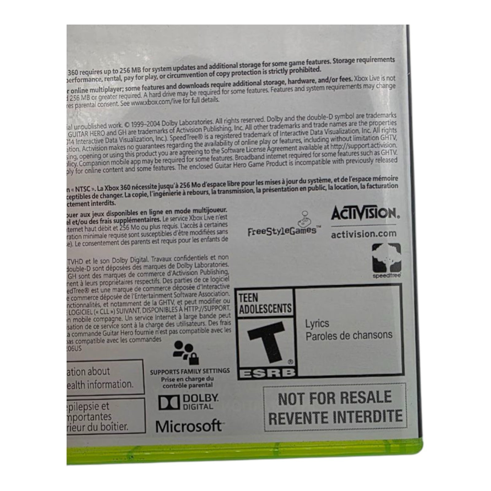 Guitar Hero Live Xbox 360 2015 Not for Resale