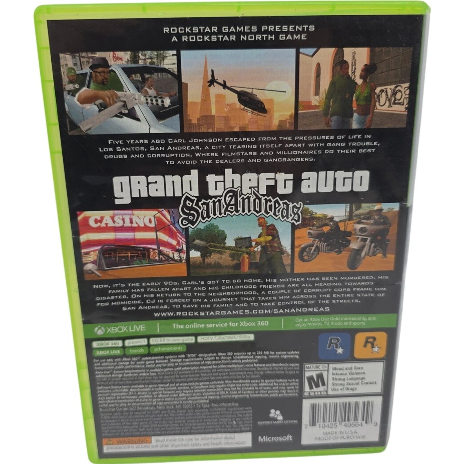 Grand Theft Auto San Andreas Platinum Hits Xbox 360 Case & Map Only