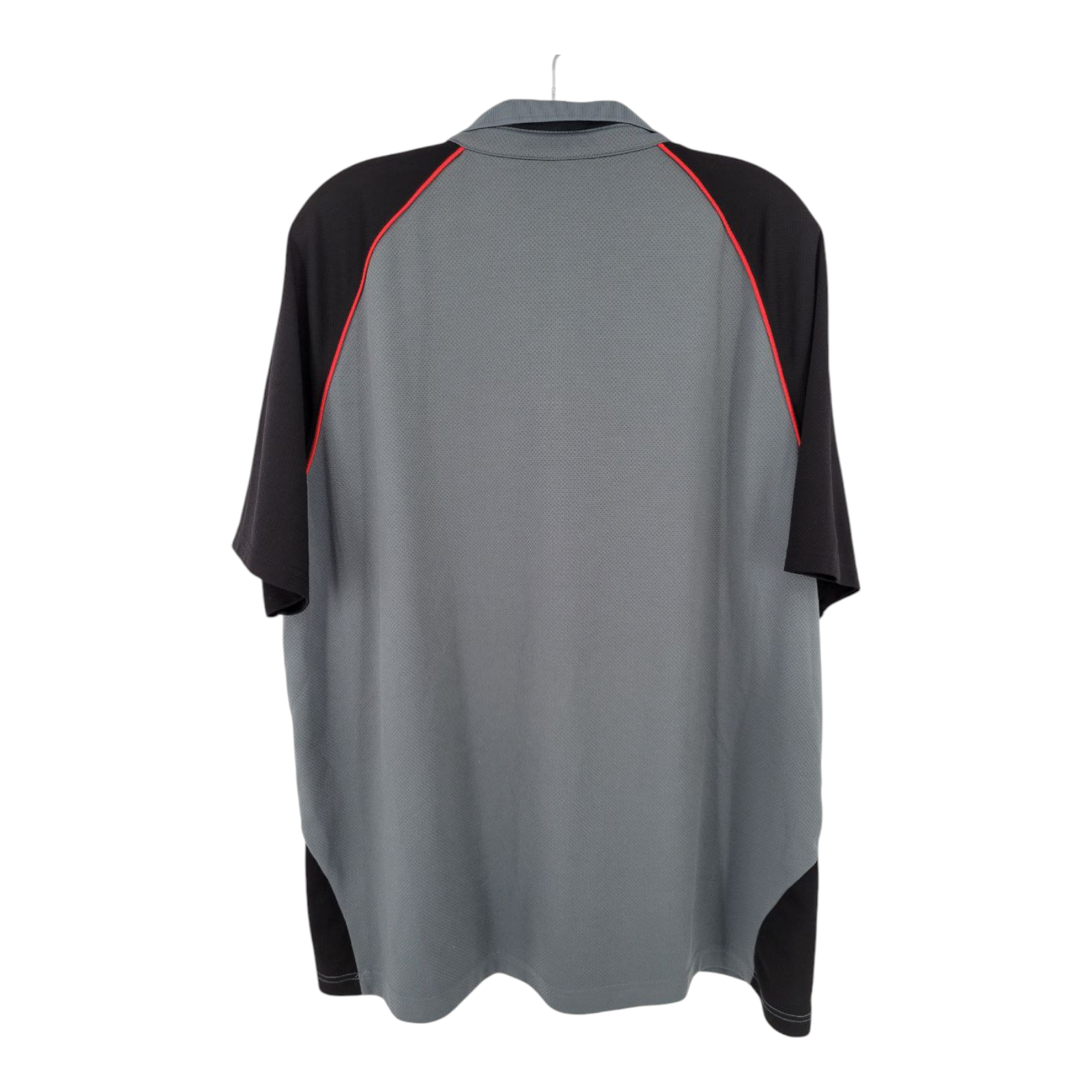 Lands End Mens Gray Black Polo Shirt XL Verizon Logo Red Trim