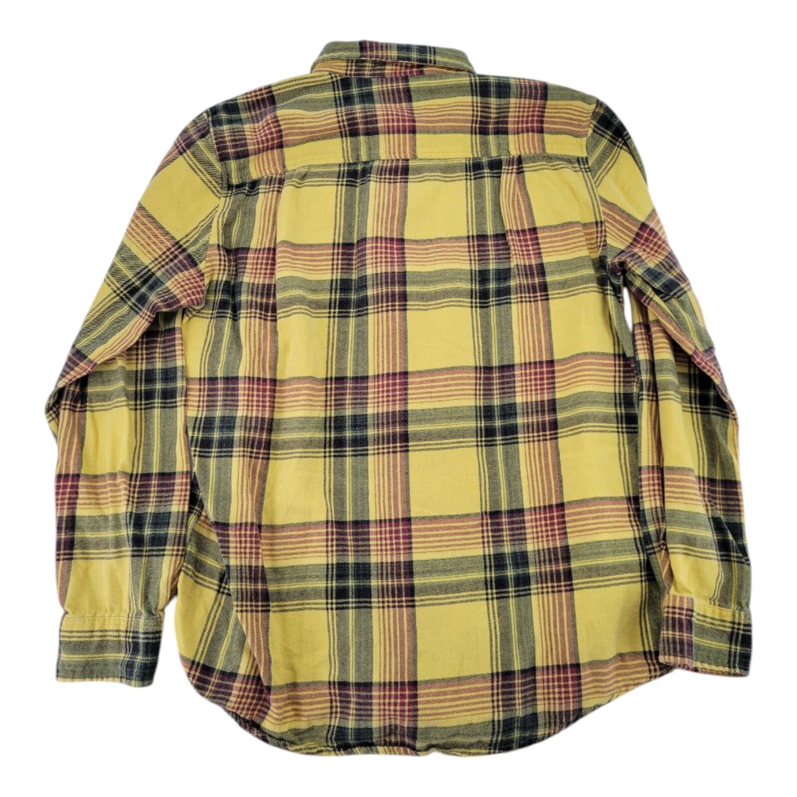 Pacsun Yellow Red Plaid Flannel Shirt Mens Button Up Long Sleeve M