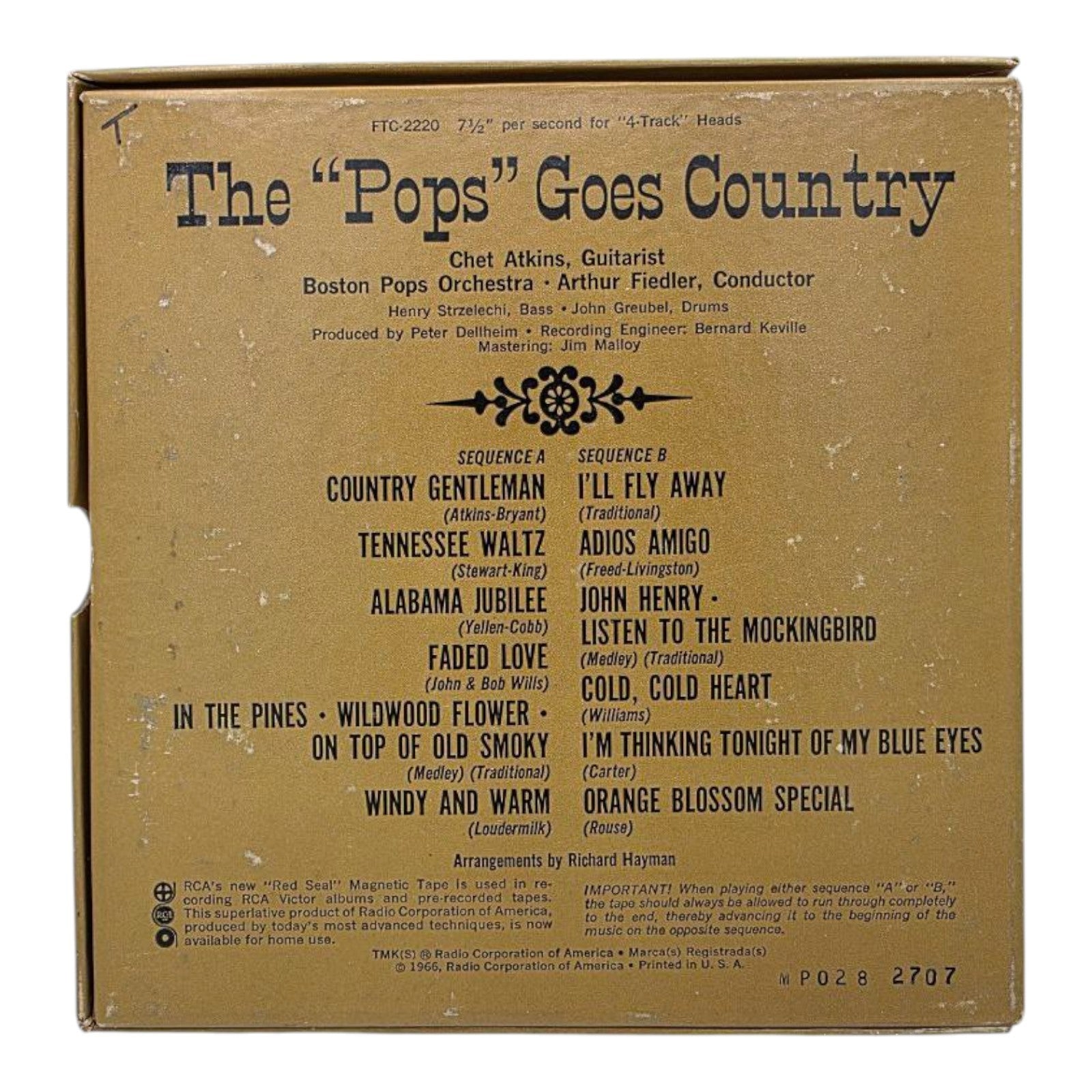RCA Victor Reel The "Pops" Goes Country Chet Atkins Boston Pops Arthur Fiedler