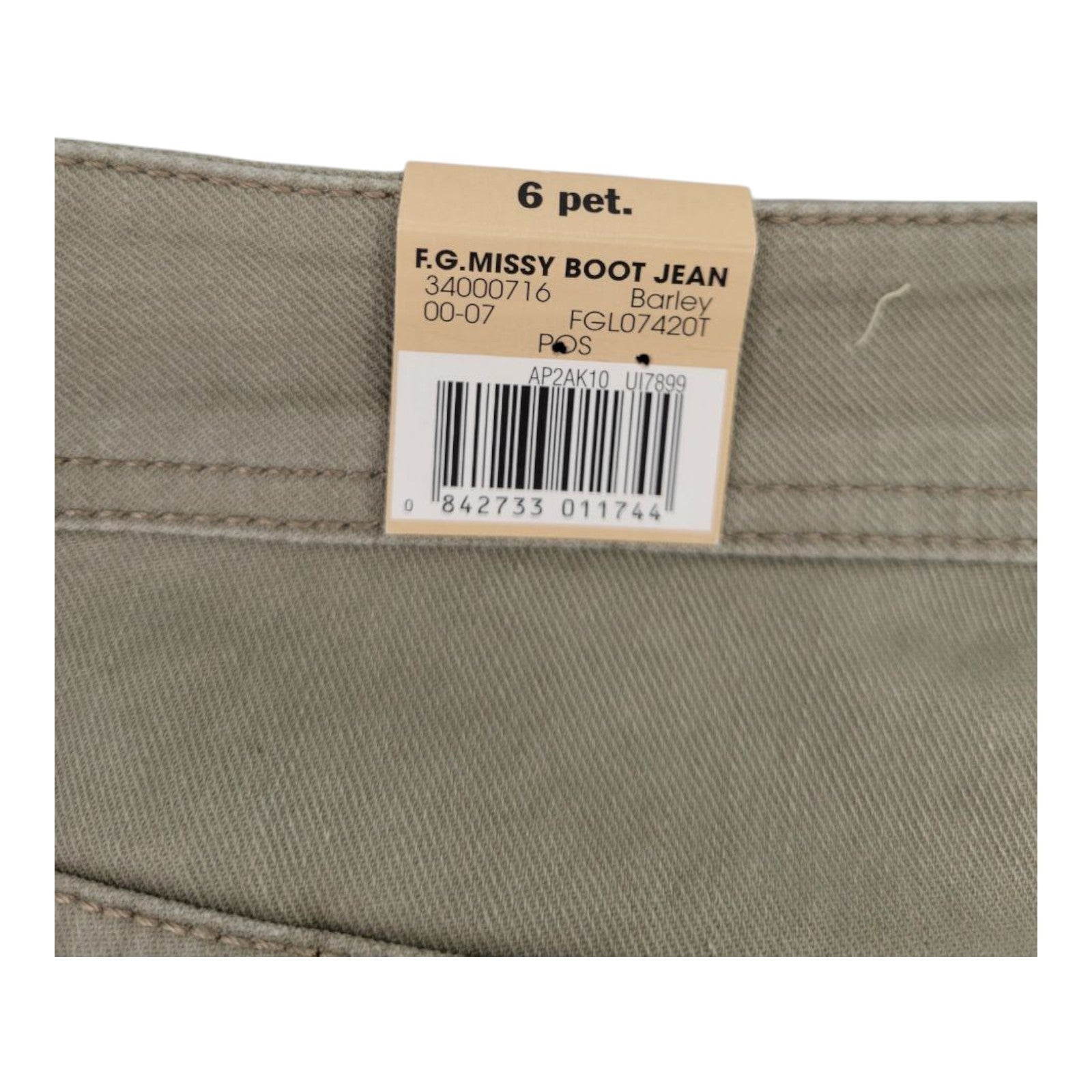 Faded Glory Women's Bootcut Jeans Size 6P Beige Stretch Cotton Denim