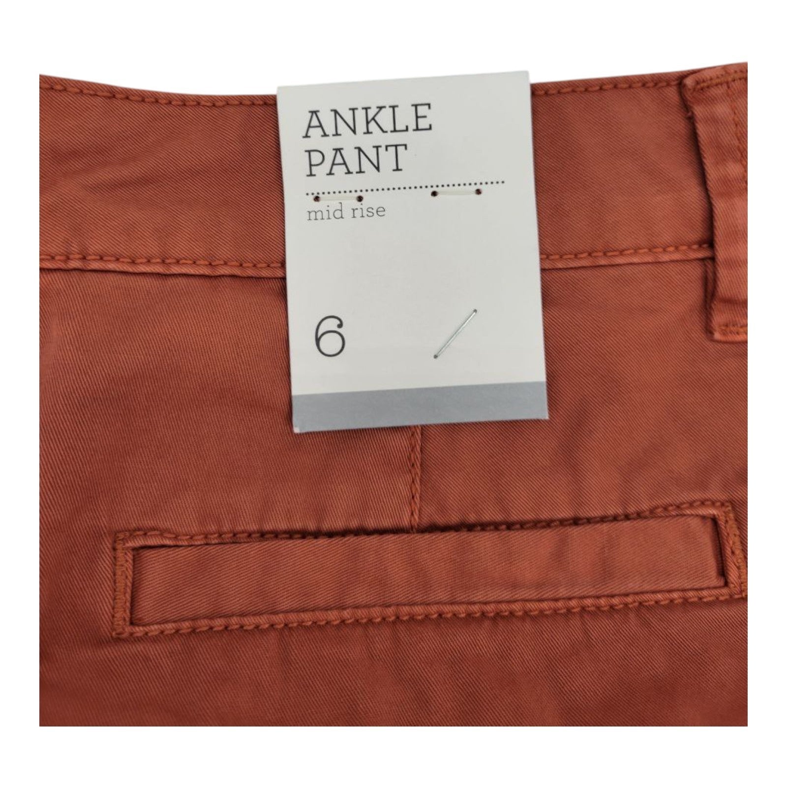 Style & Co Women's Ankle Pants Size 6 Rust Mid Rise Stretch Cotton Casual