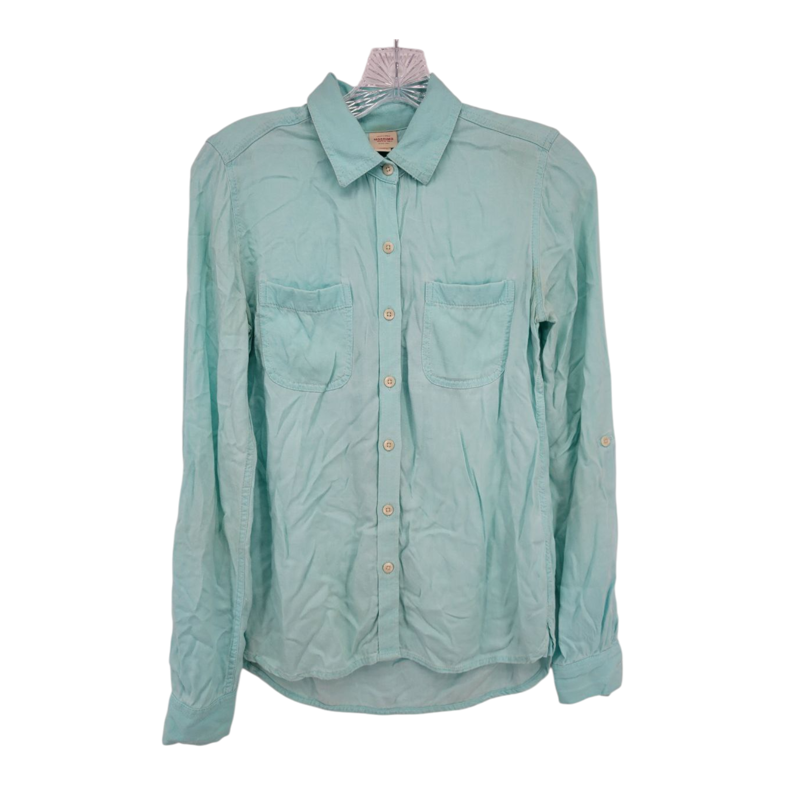 Mossimo Supply Co Womens Long Sleeve Button Down Shirt Teal Small S/P