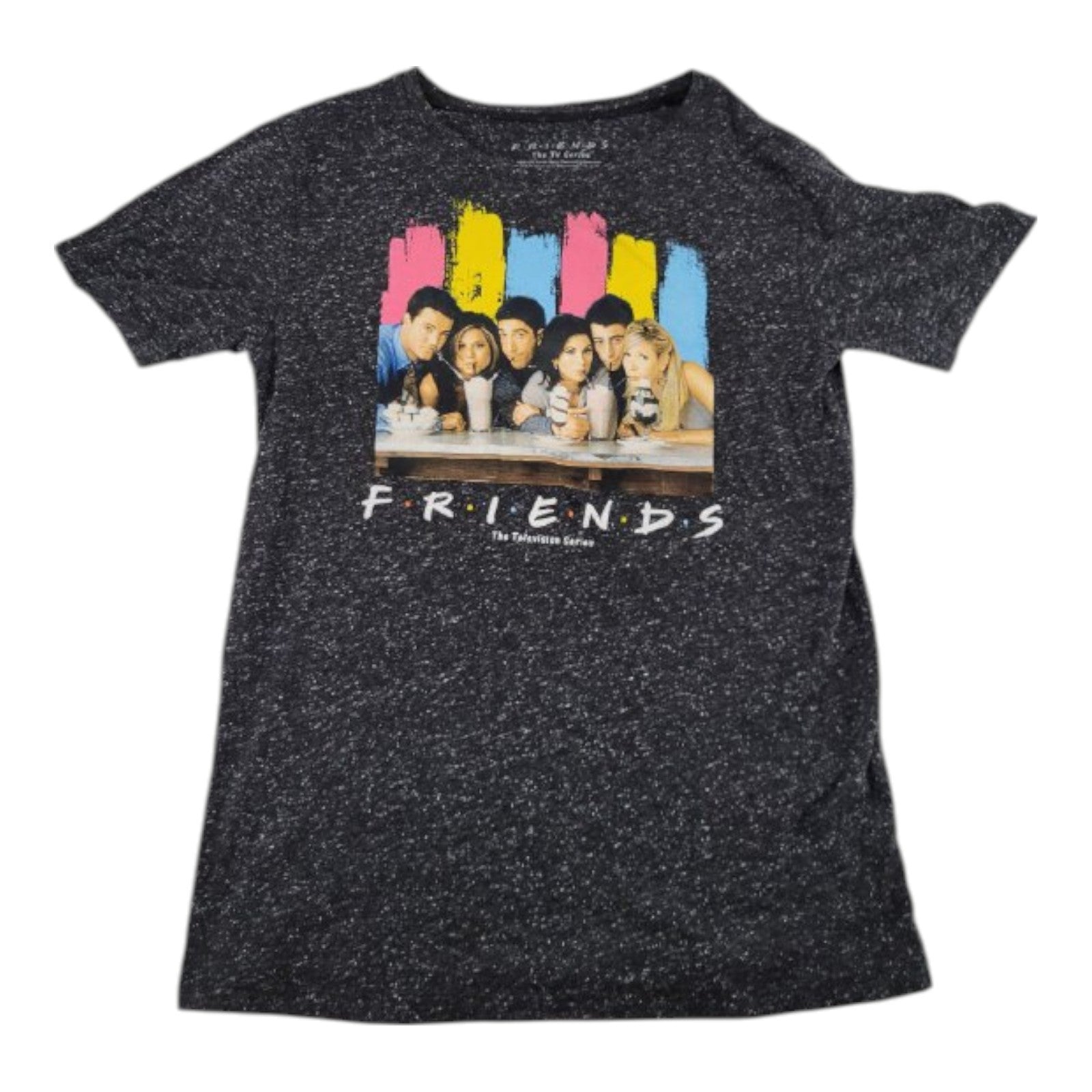 Friends TV Show Graphic T-Shirt Black Speckled Size M Cotton Blend