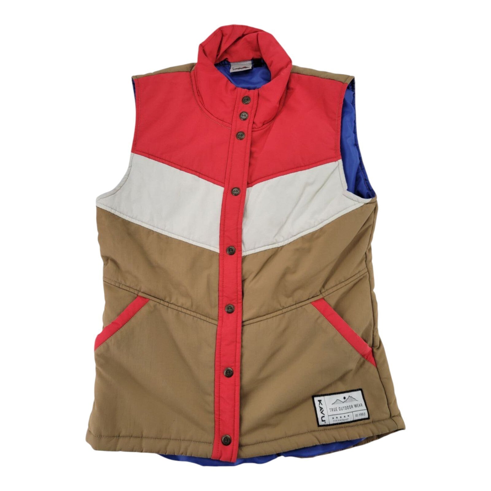Kavu True Outdoor Wear Snap Front Multicolored Womens Puffer Vest Small