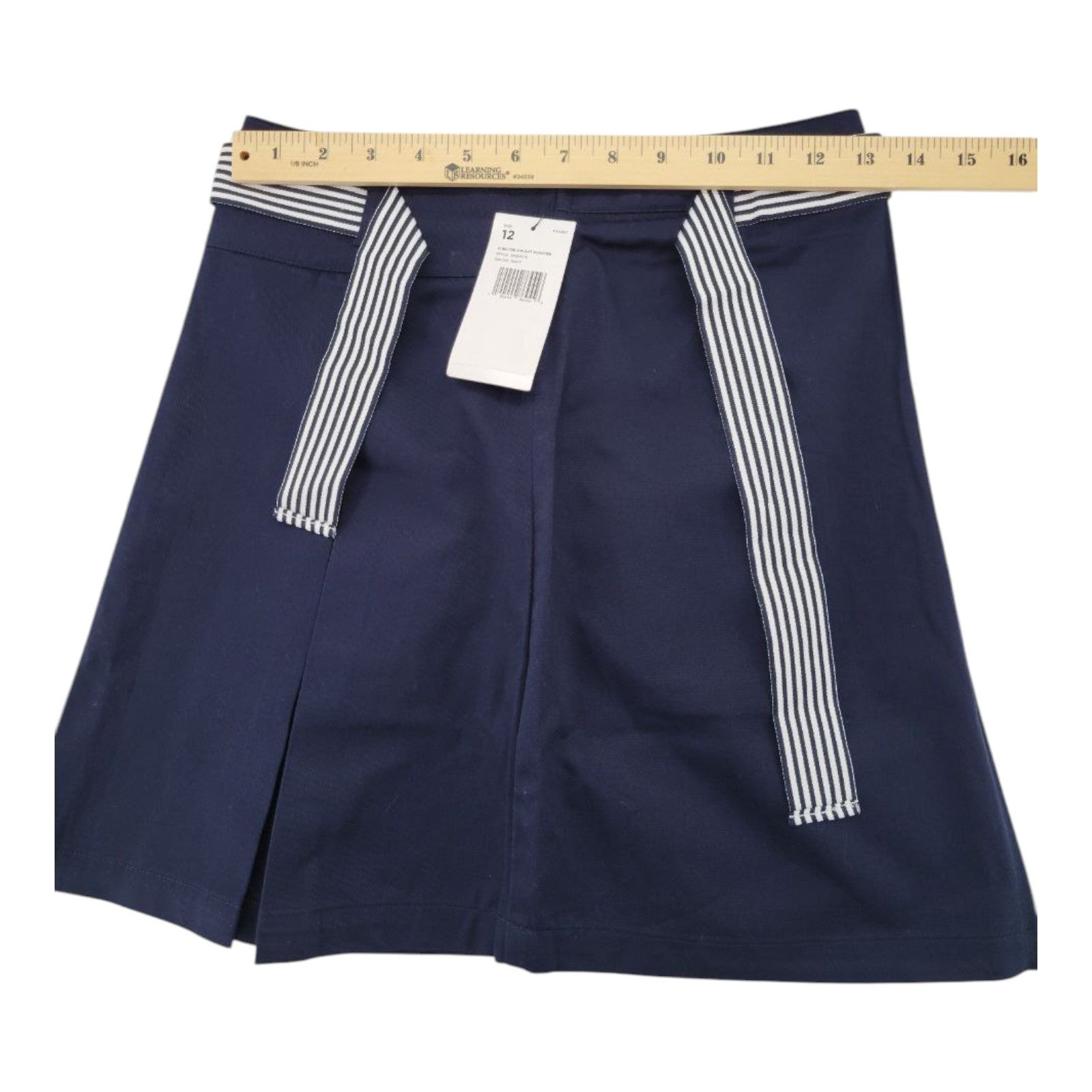 French Toast Girls 2 Pleat Scooter Skirt Navy Size 12 Belted SX9257E